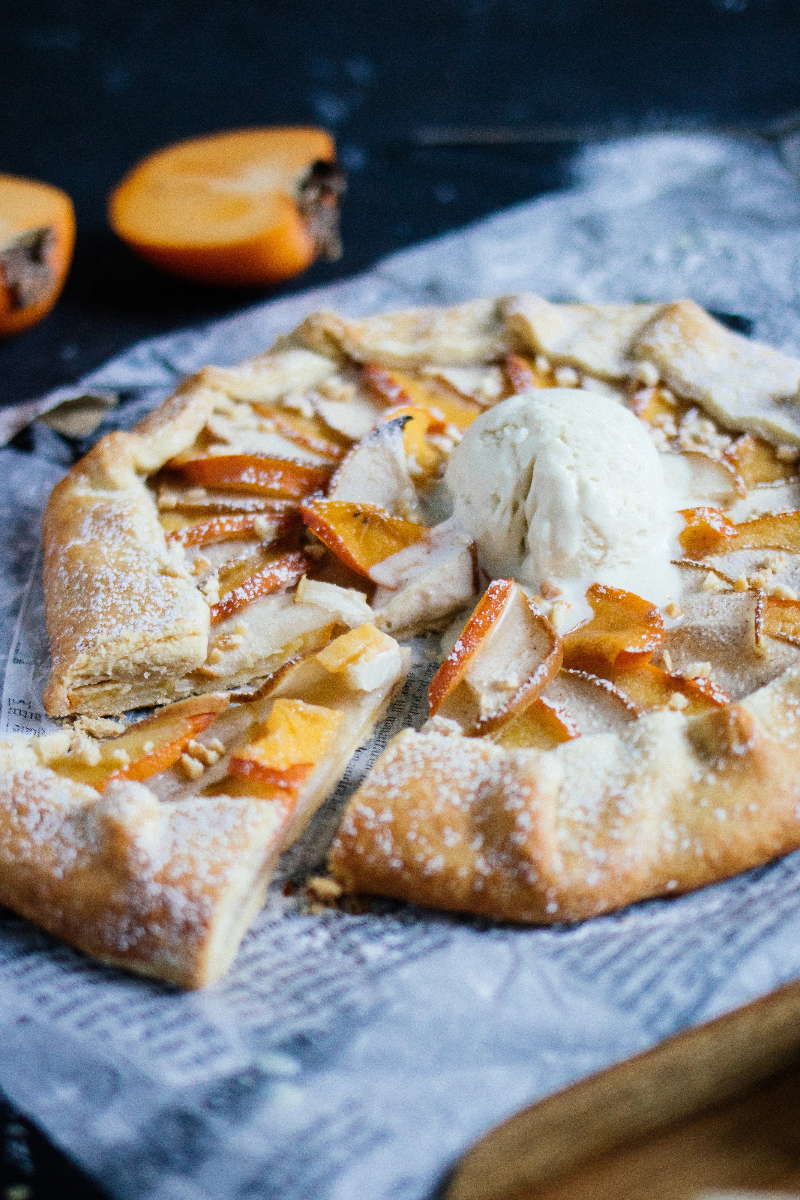 R353 Vegane Galette mit Kaki & Birne