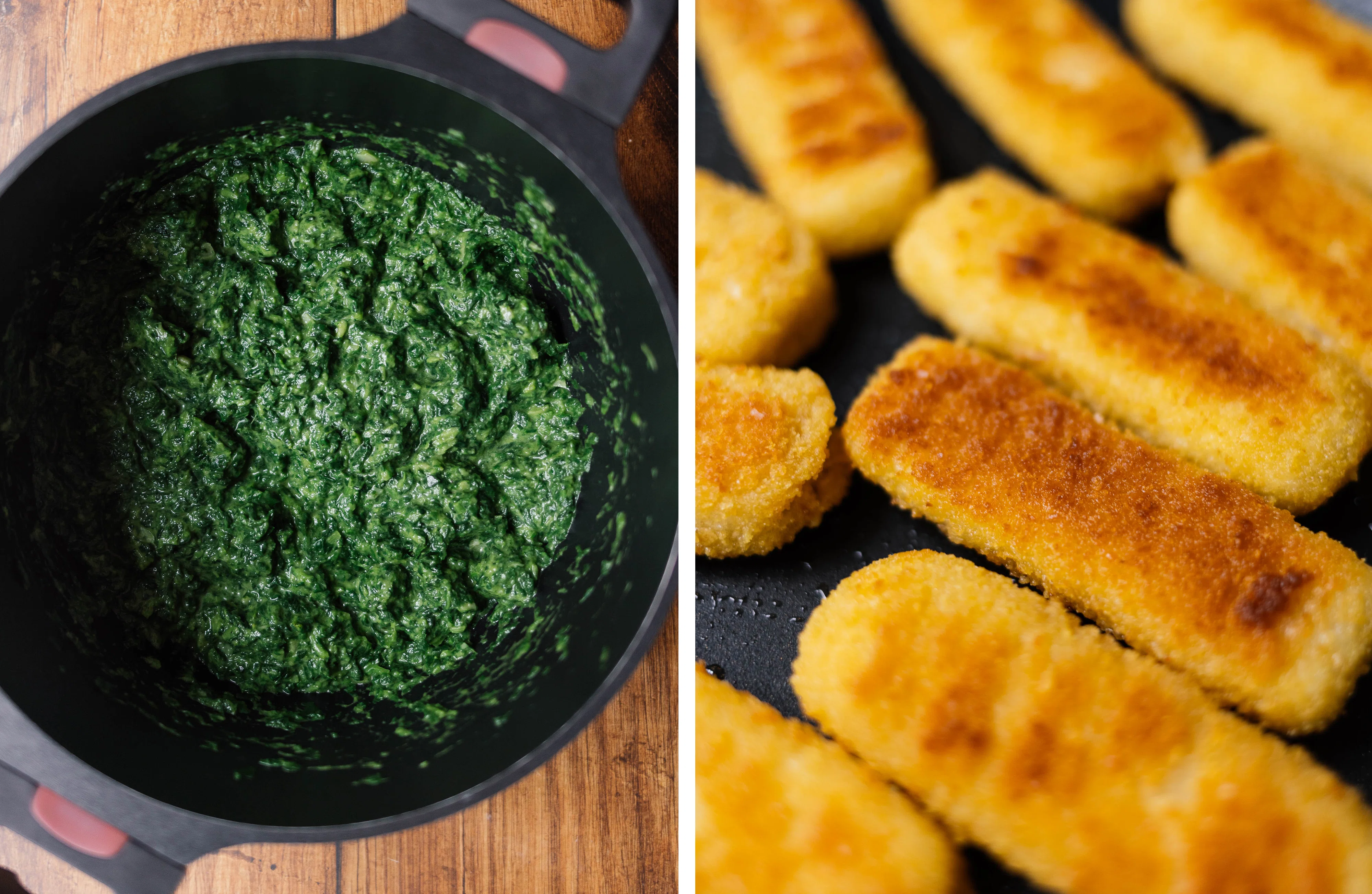 R448 Kartoffelbrei mit Rahmspinat & veganen Spiegeleiern