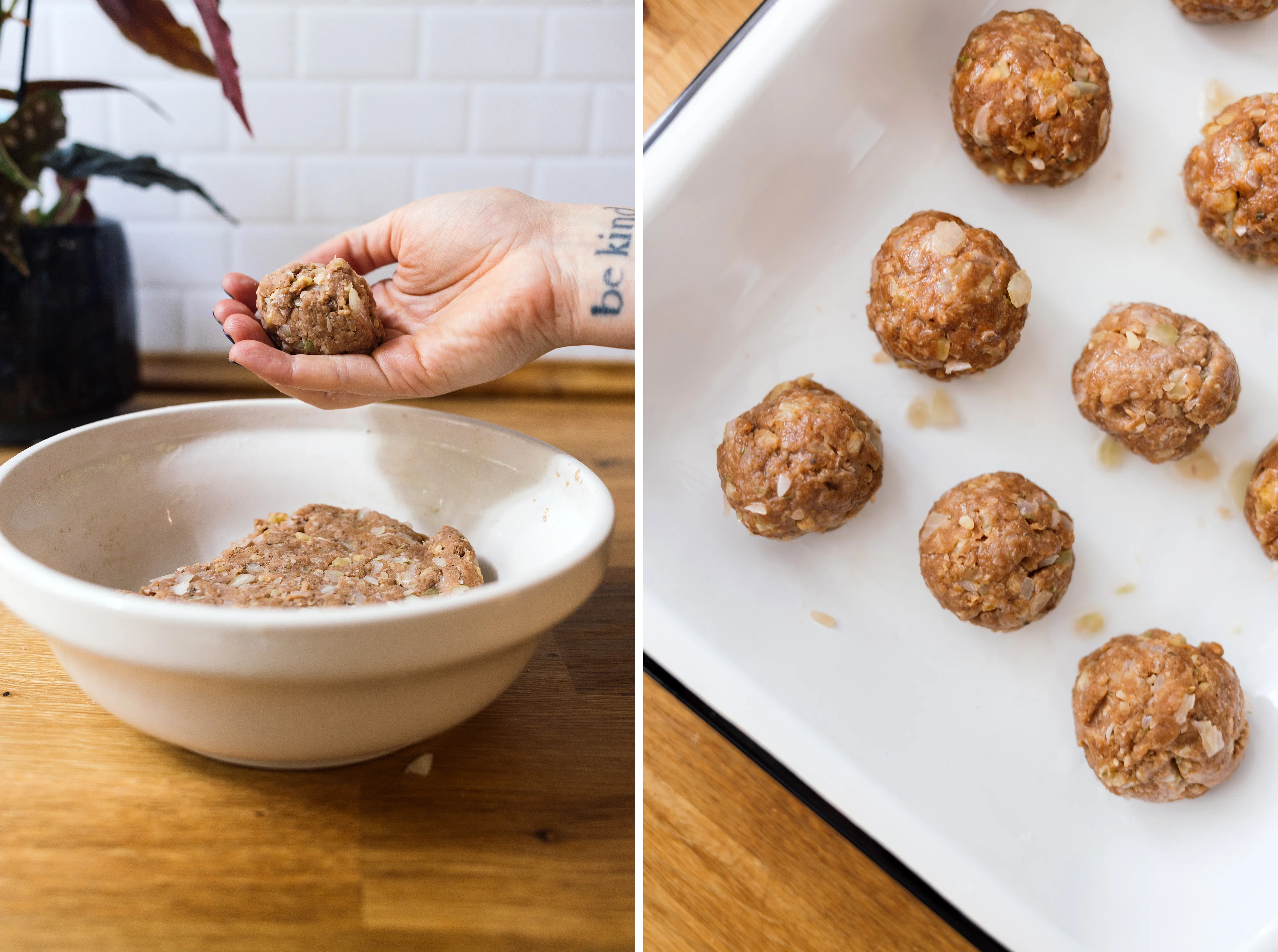 R735 Vegane Buffalo Meatballs mit Schnittlauch-Dip
