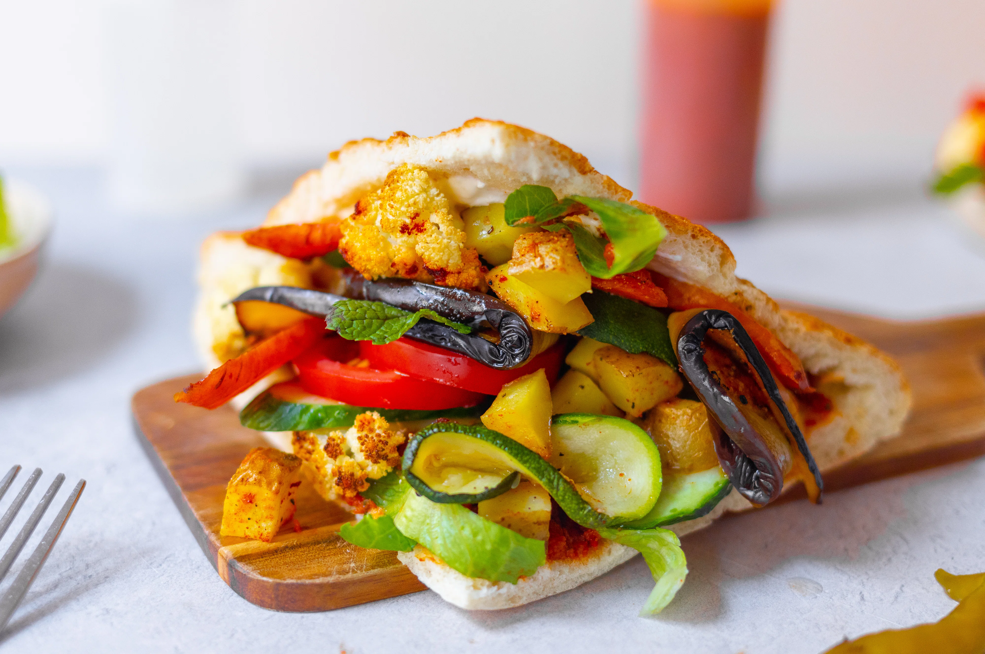Gemüsedöner mit selbstgemachtem Fladenbrot 