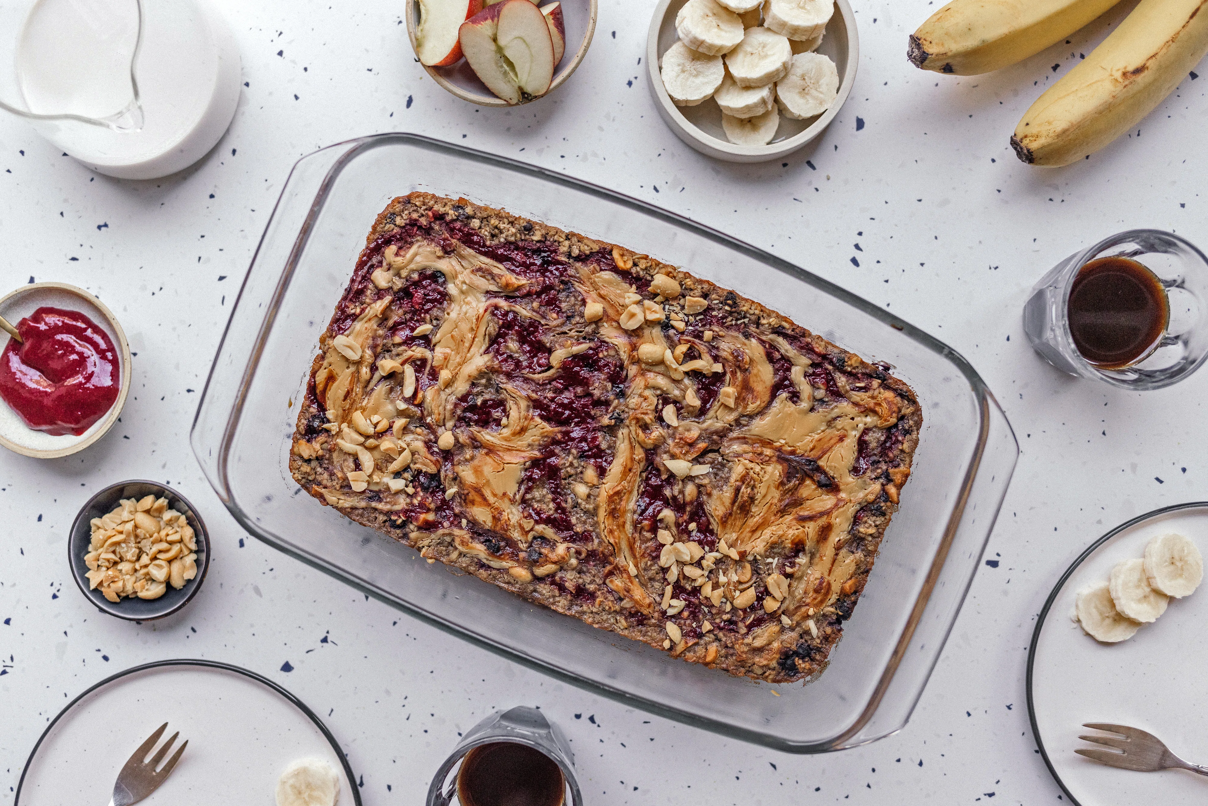 Vegan Baked Oatmeal with Peanut Butter & Jam