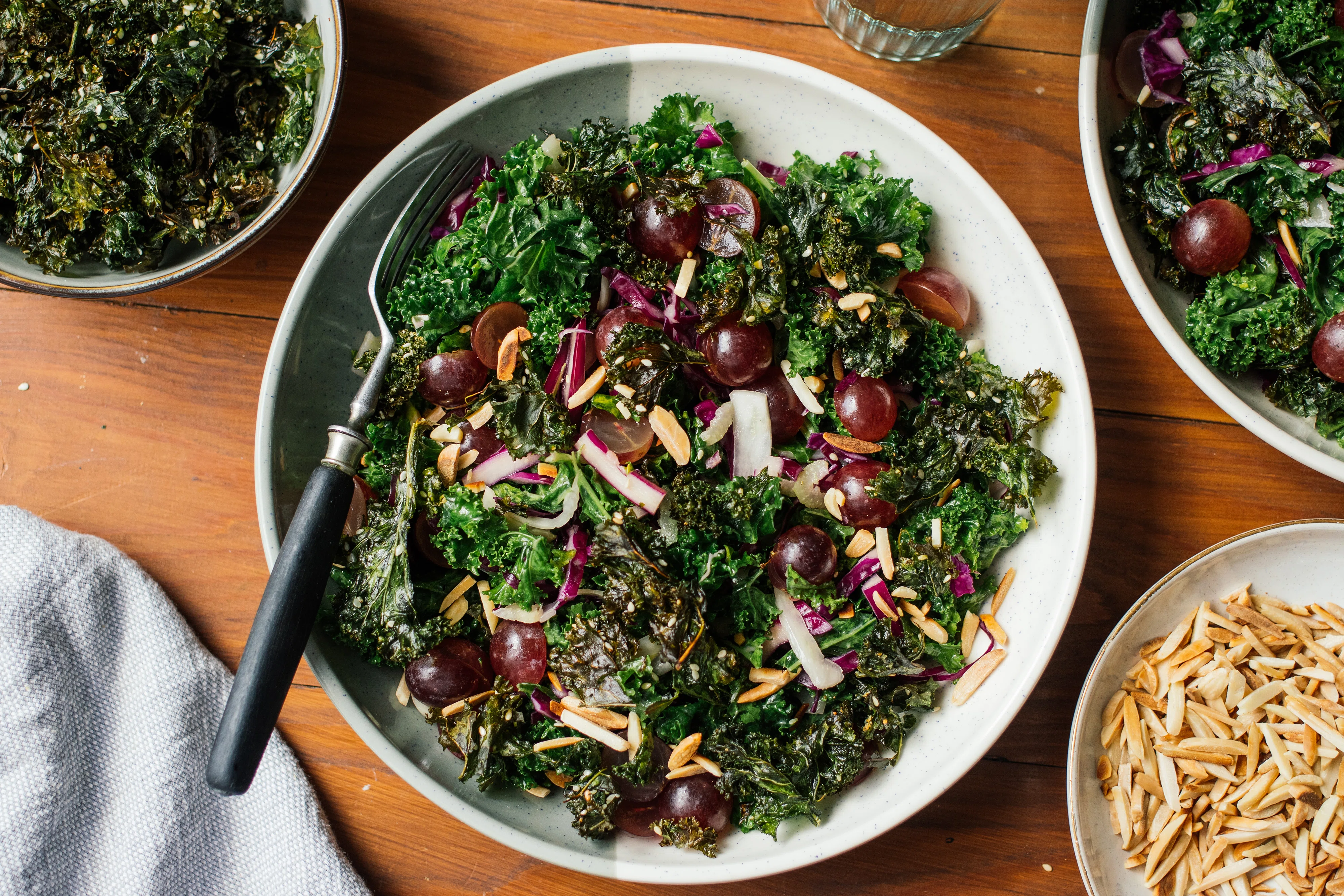Vegan Kale Salad with Sesame Dressing and Crispy Kale Chips