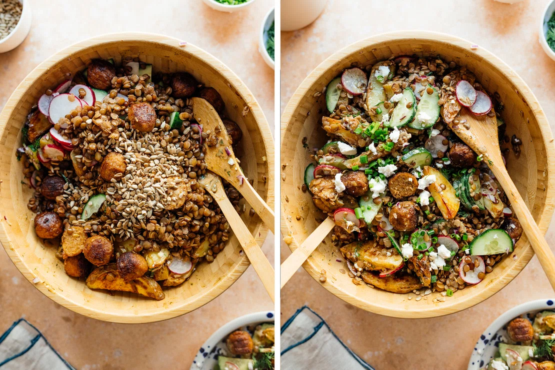 Veganer Kartoffelsalat mit Linsen &amp; Senf-Dill-Soße | Rezept - Zucker ...