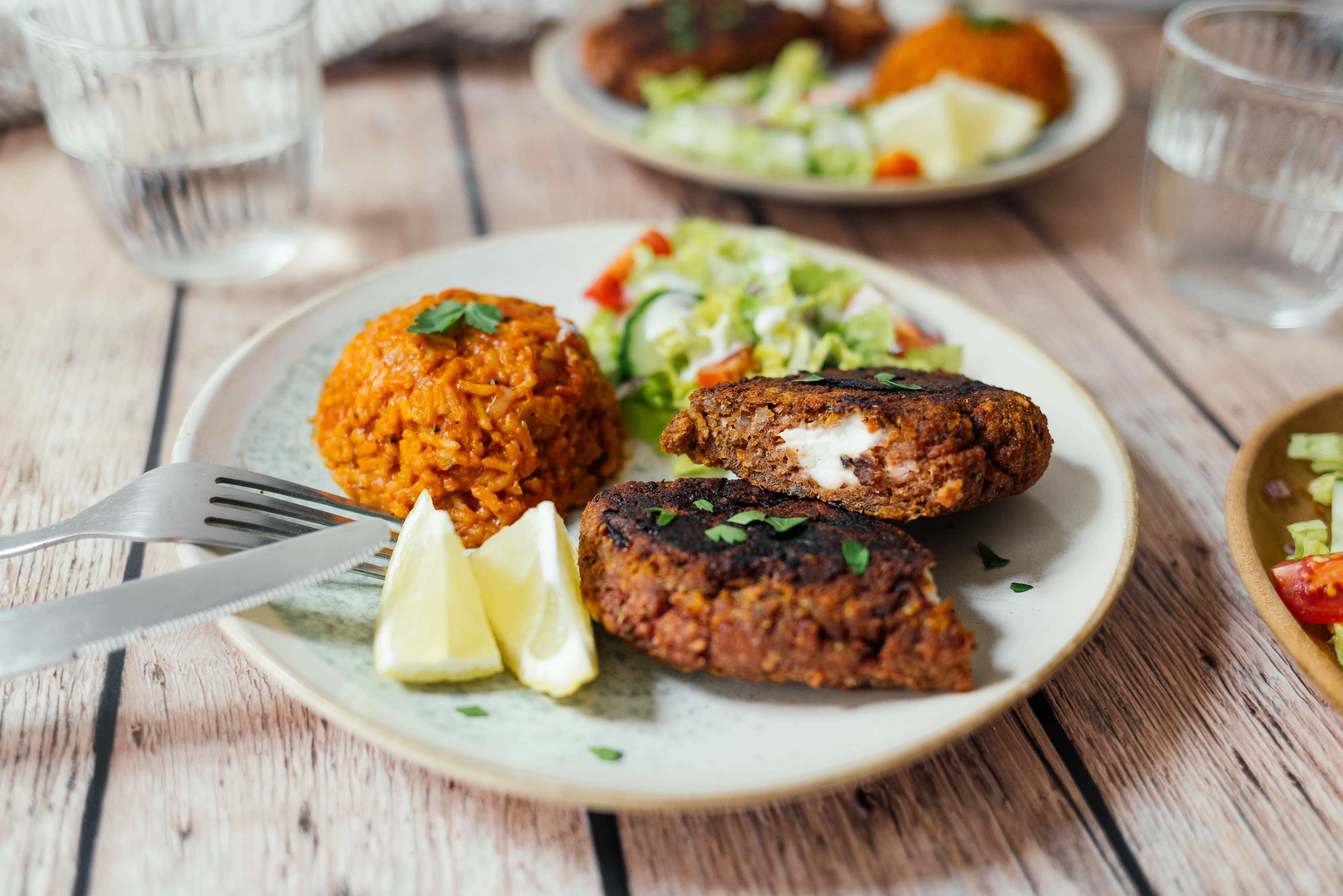 Vegan Bifteki-Steak with Tomato Rice