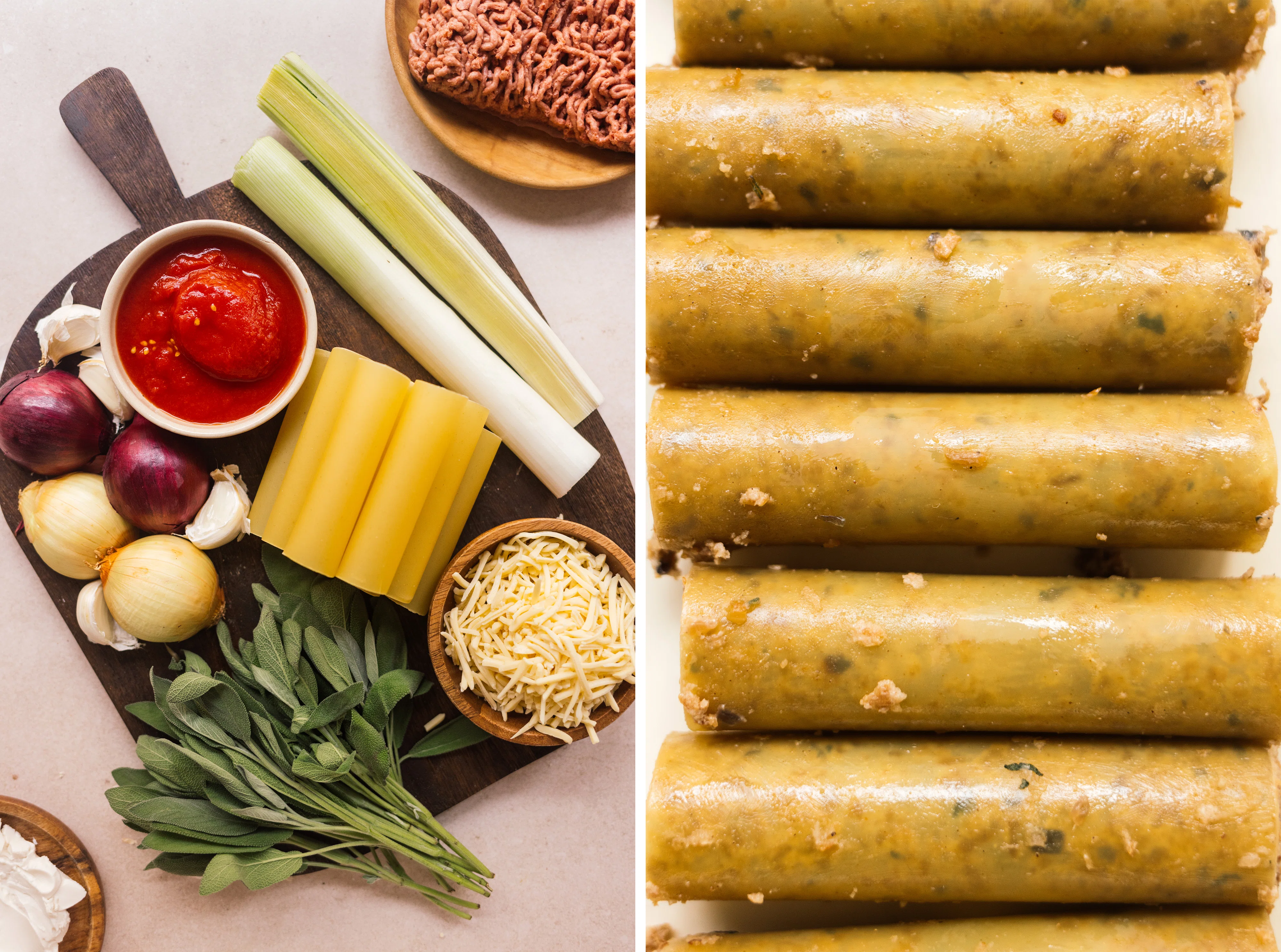 R882 Cannelloni with Vegan Mince Filling and Cheese and Leek Topping