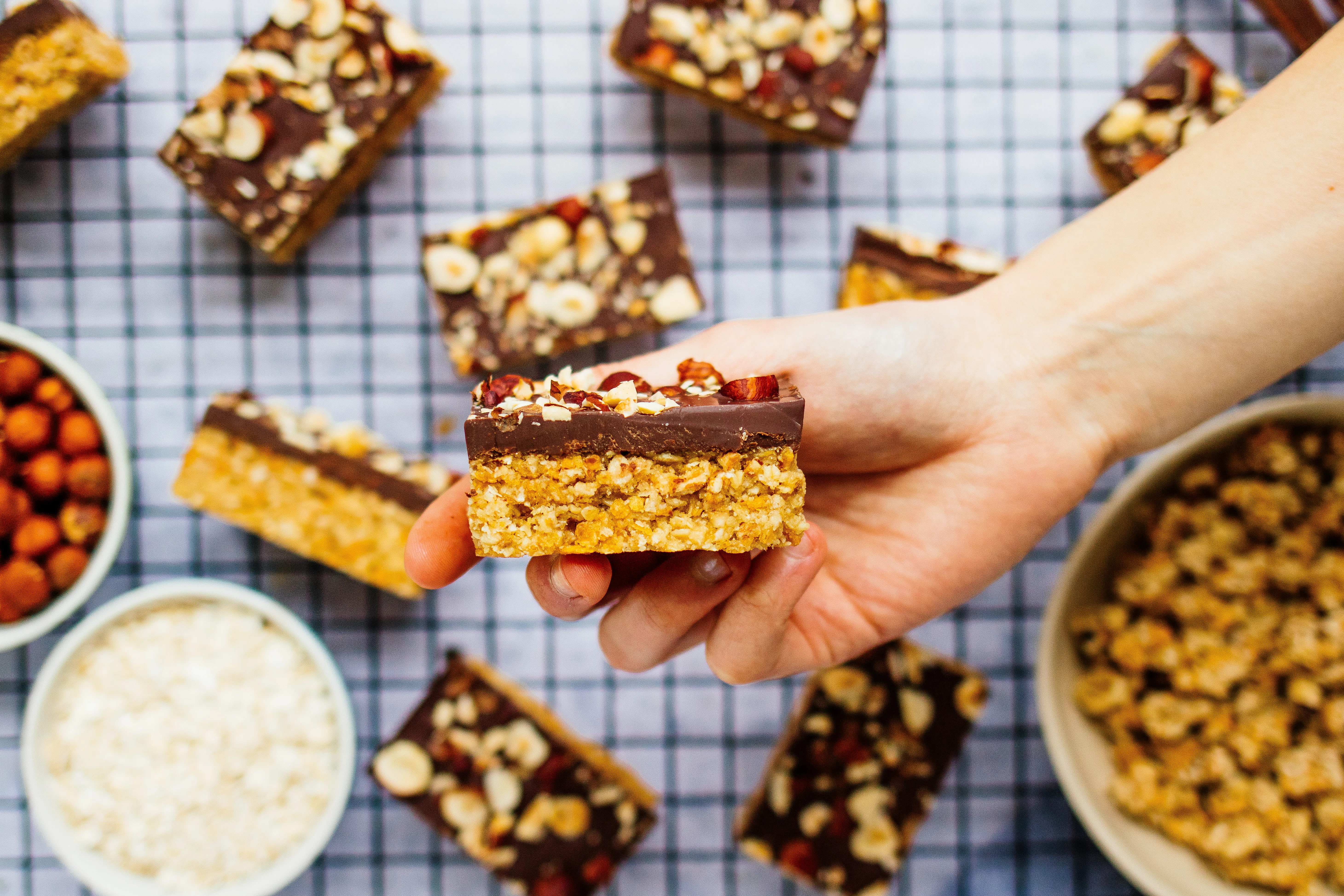 No Bake Haselnuss-Schokoladen-Riegel