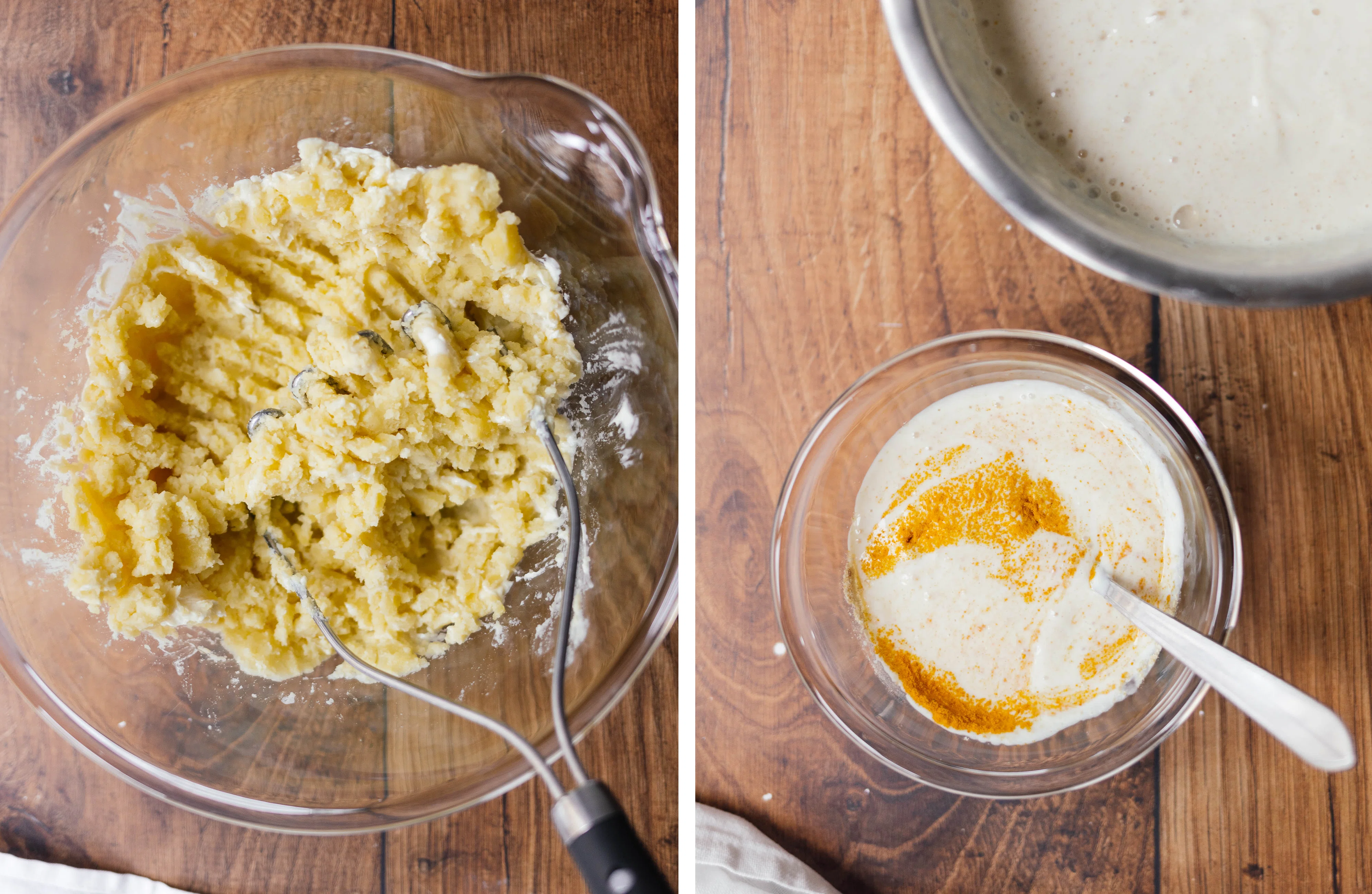 R448 Kartoffelbrei mit Rahmspinat & veganen Spiegeleiern