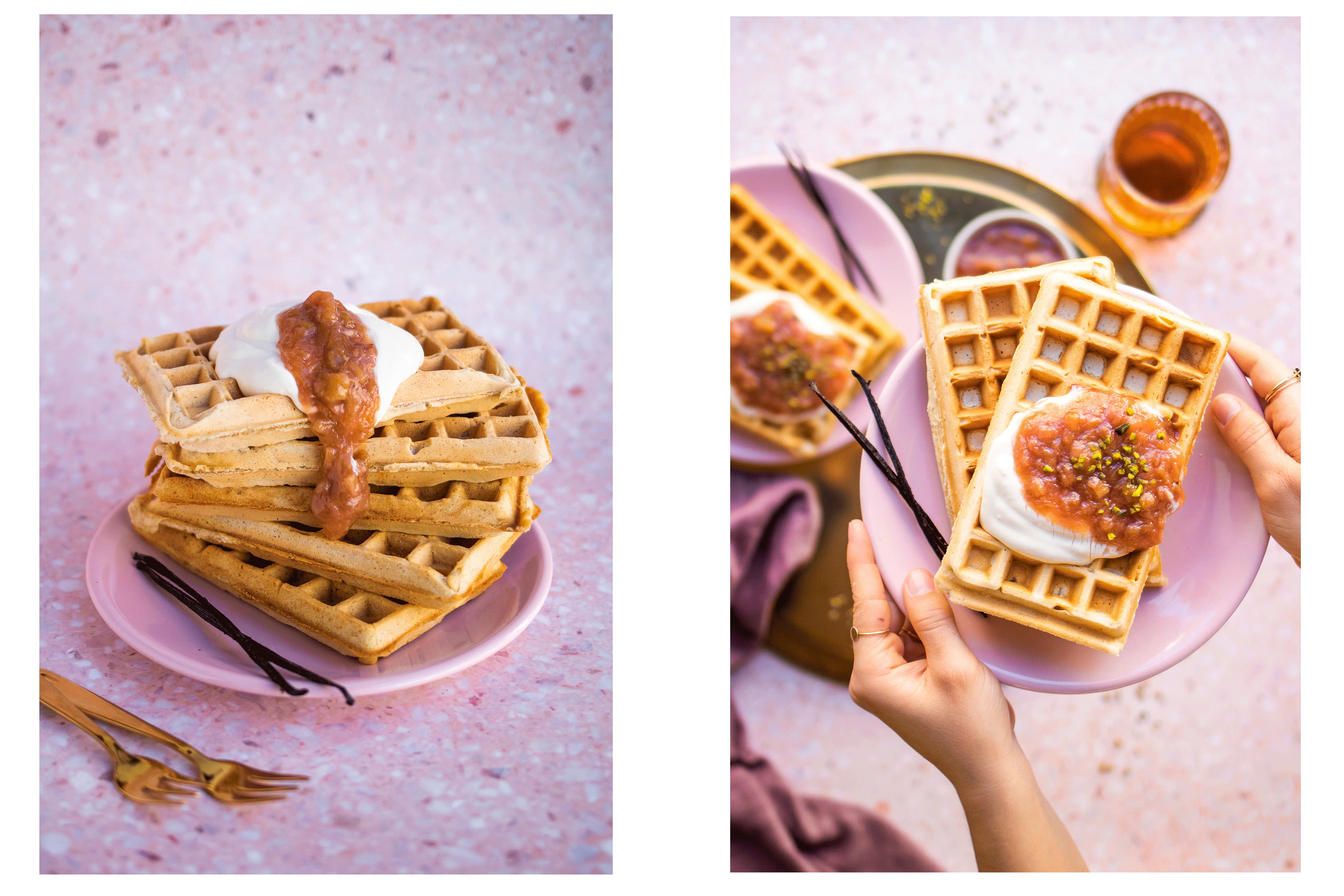 R164 Vegane Vanillewaffeln mit Rhababer Kompott