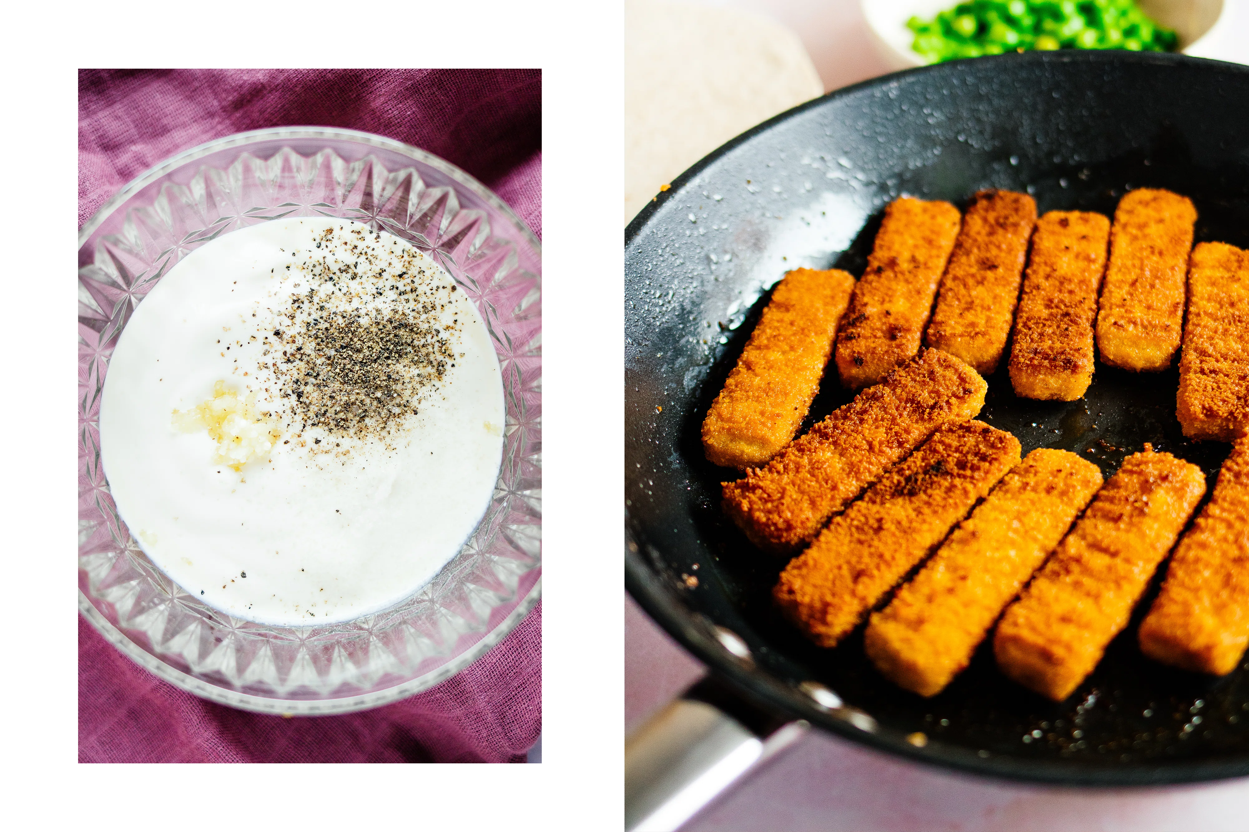 R613 Vegan Fish Stick Tacos with Minty Pea Mash