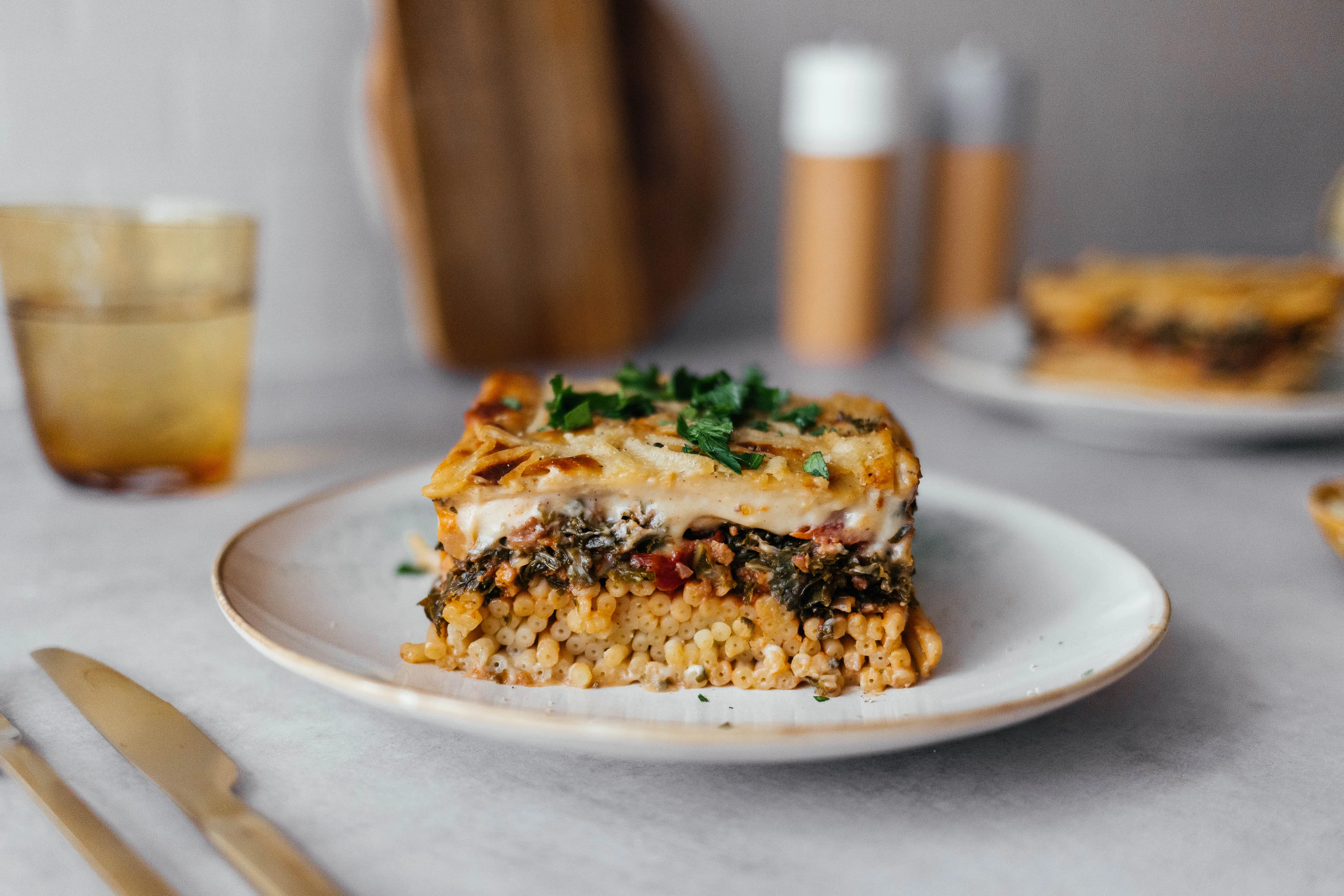 Vegan Pastitsio with Kale (Greek Baked Pasta with Mince)