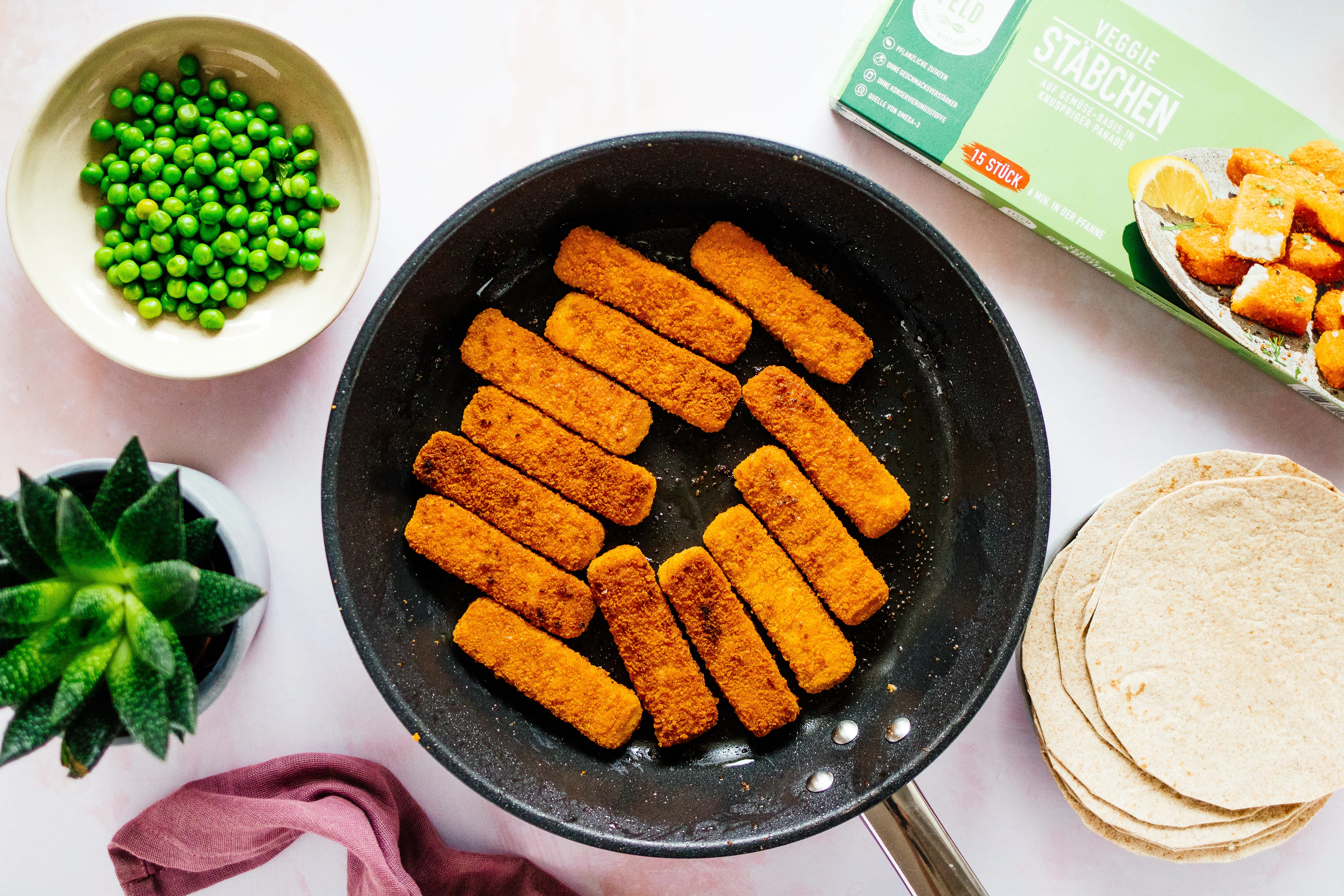 R613 Vegan Fish Stick Tacos with Minty Pea Mash