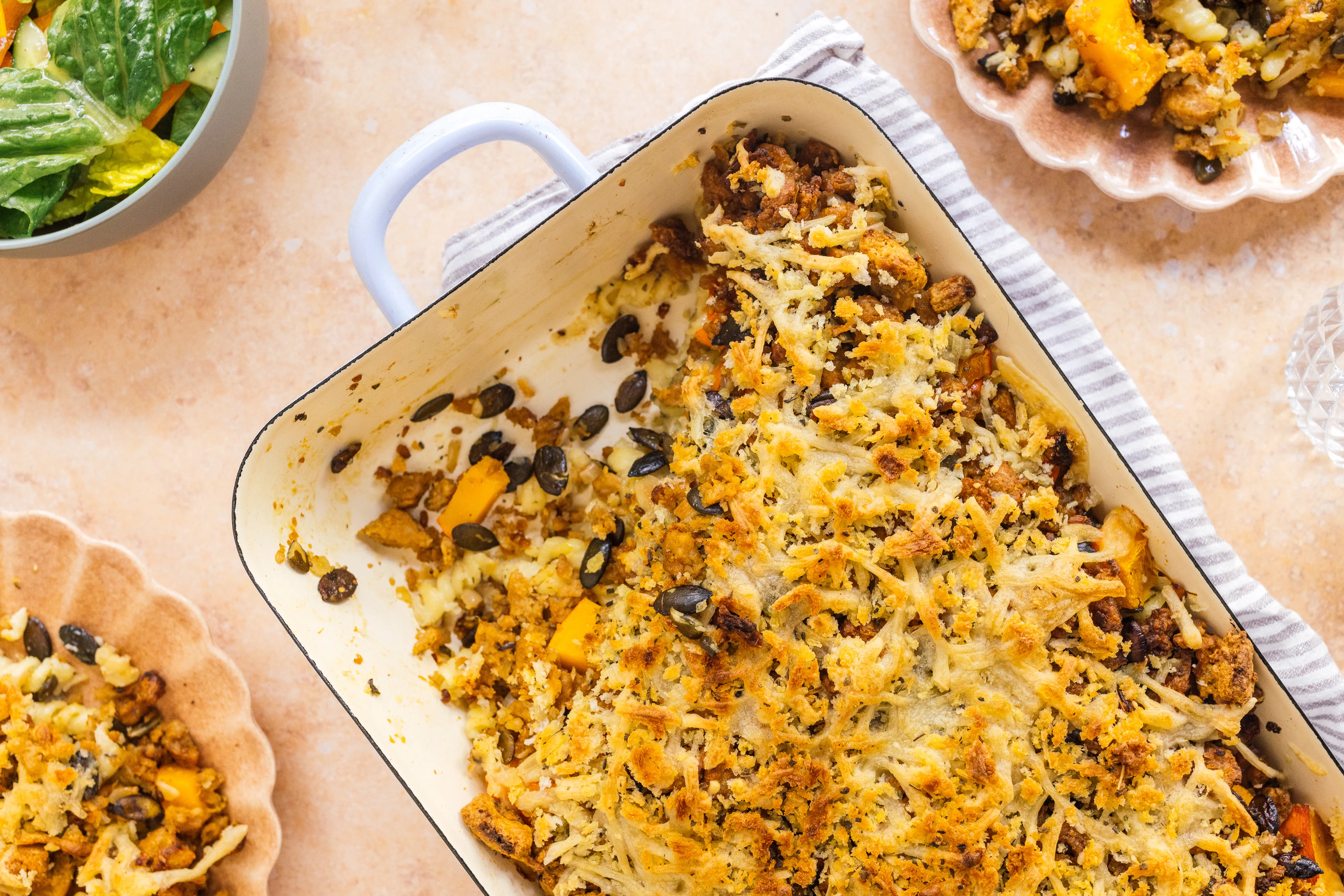 Veganer Kürbis-Hack-Auflauf