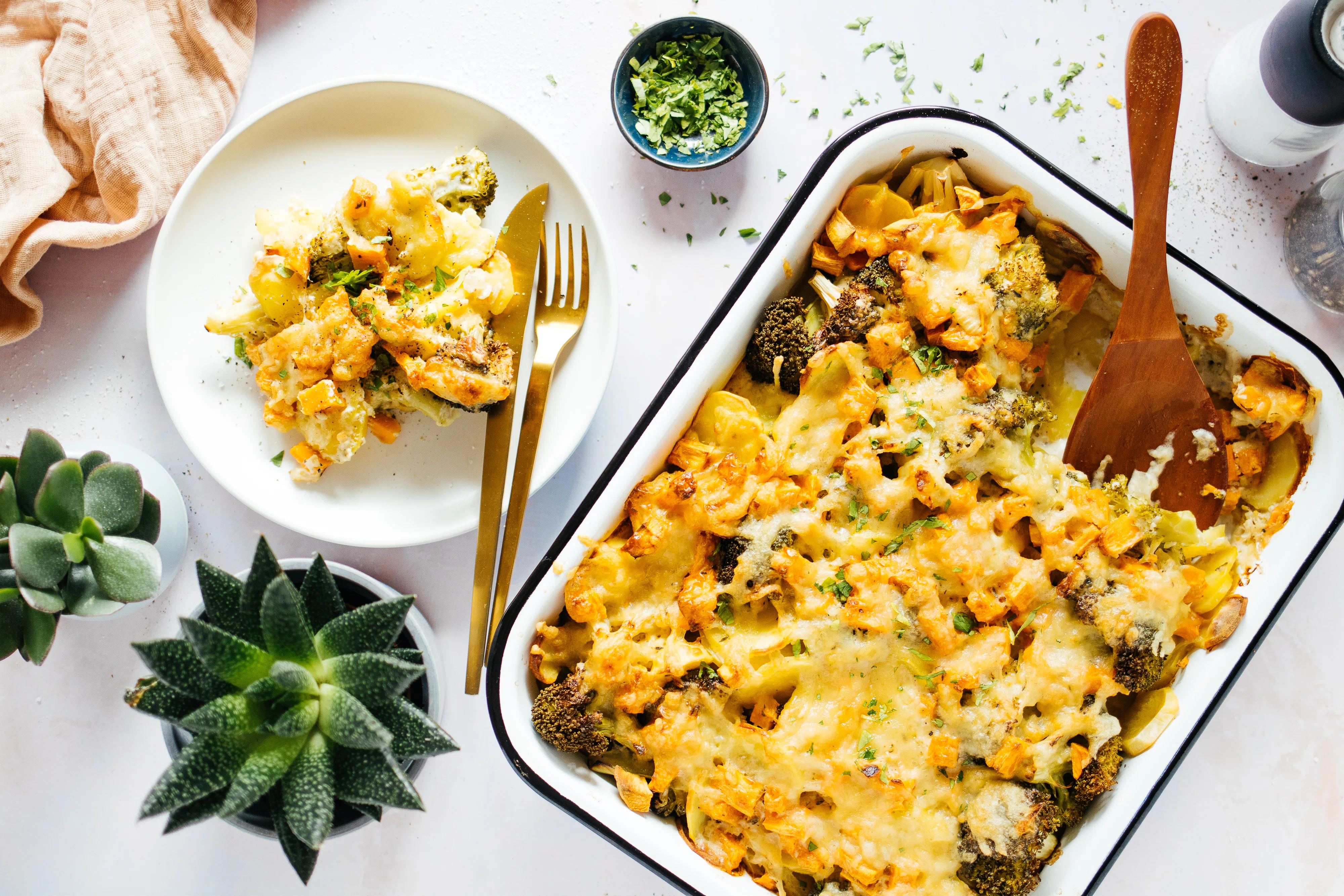 Creamy Vegan Potato Broccoli Casserole
