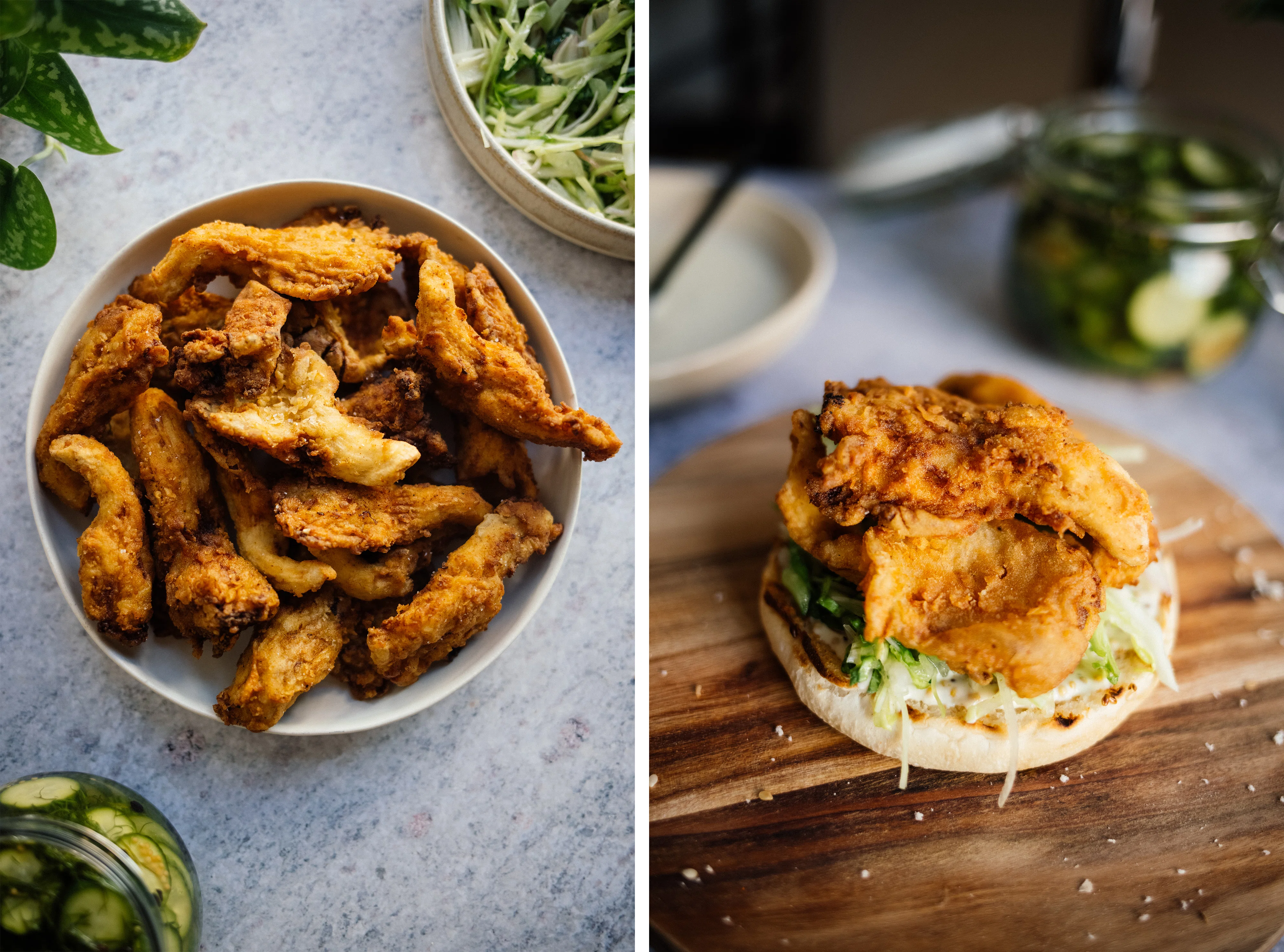 R617 Vegan Sandwich with Oyster Mushrooms and Homemade Pickles