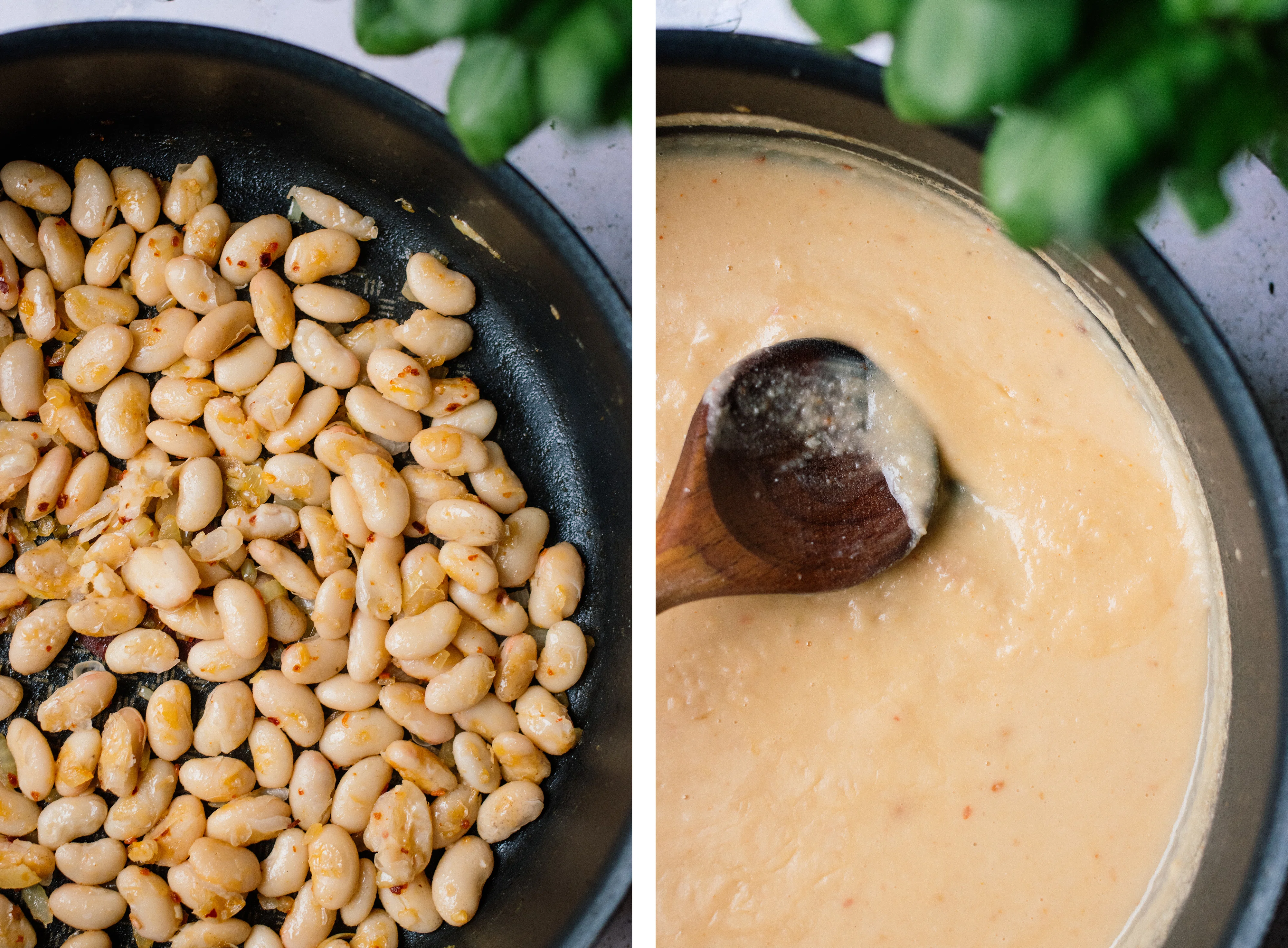 R605 Pasta mit cremiger Soße aus weißen Bohnen und knusprigem Panko-Topping