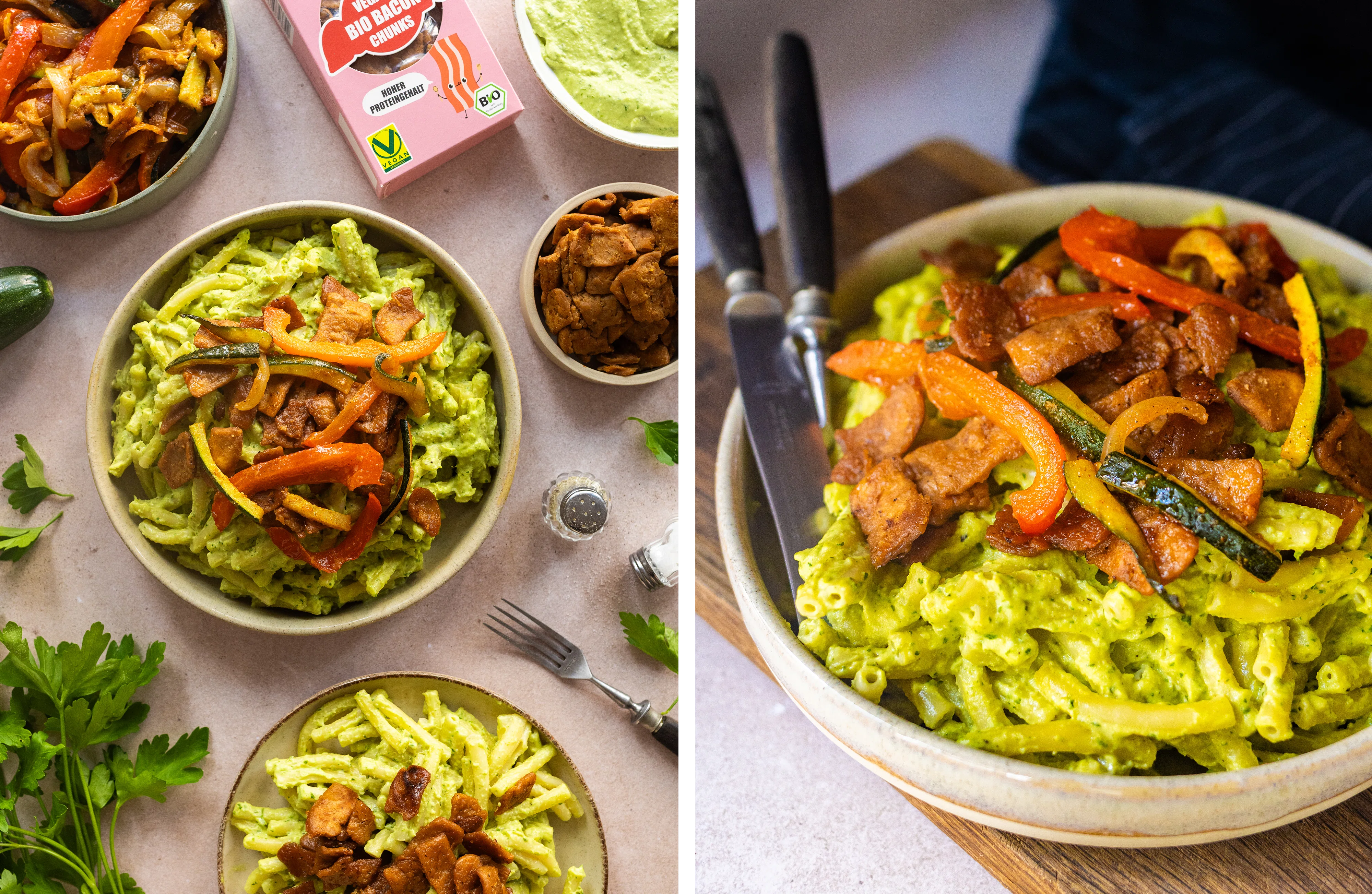 R969 – Bunte Burger – Vegan Summery Mac ‘n’ Cheese with Bacon