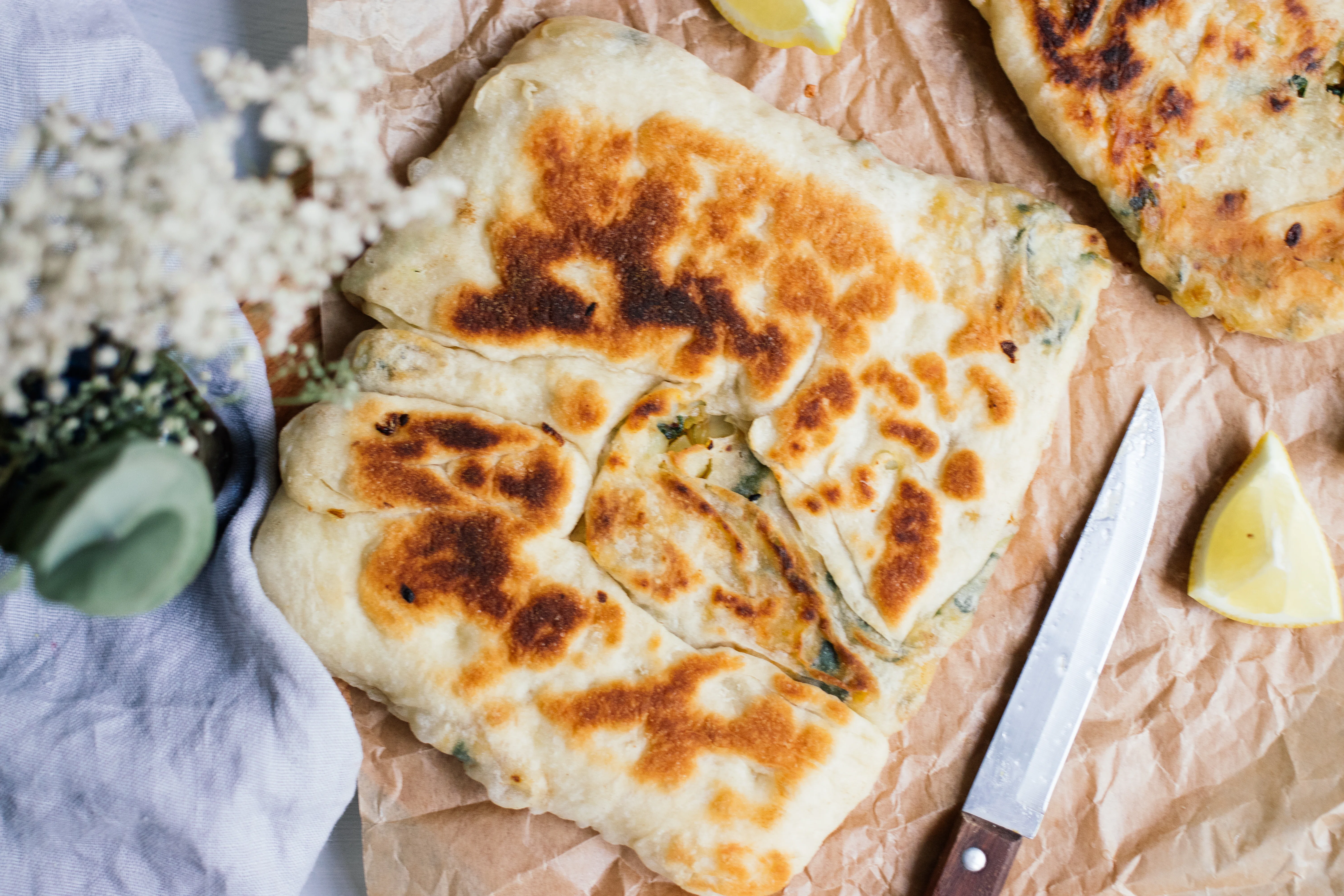 Vegan Gozleme with Spinach Potato Filling