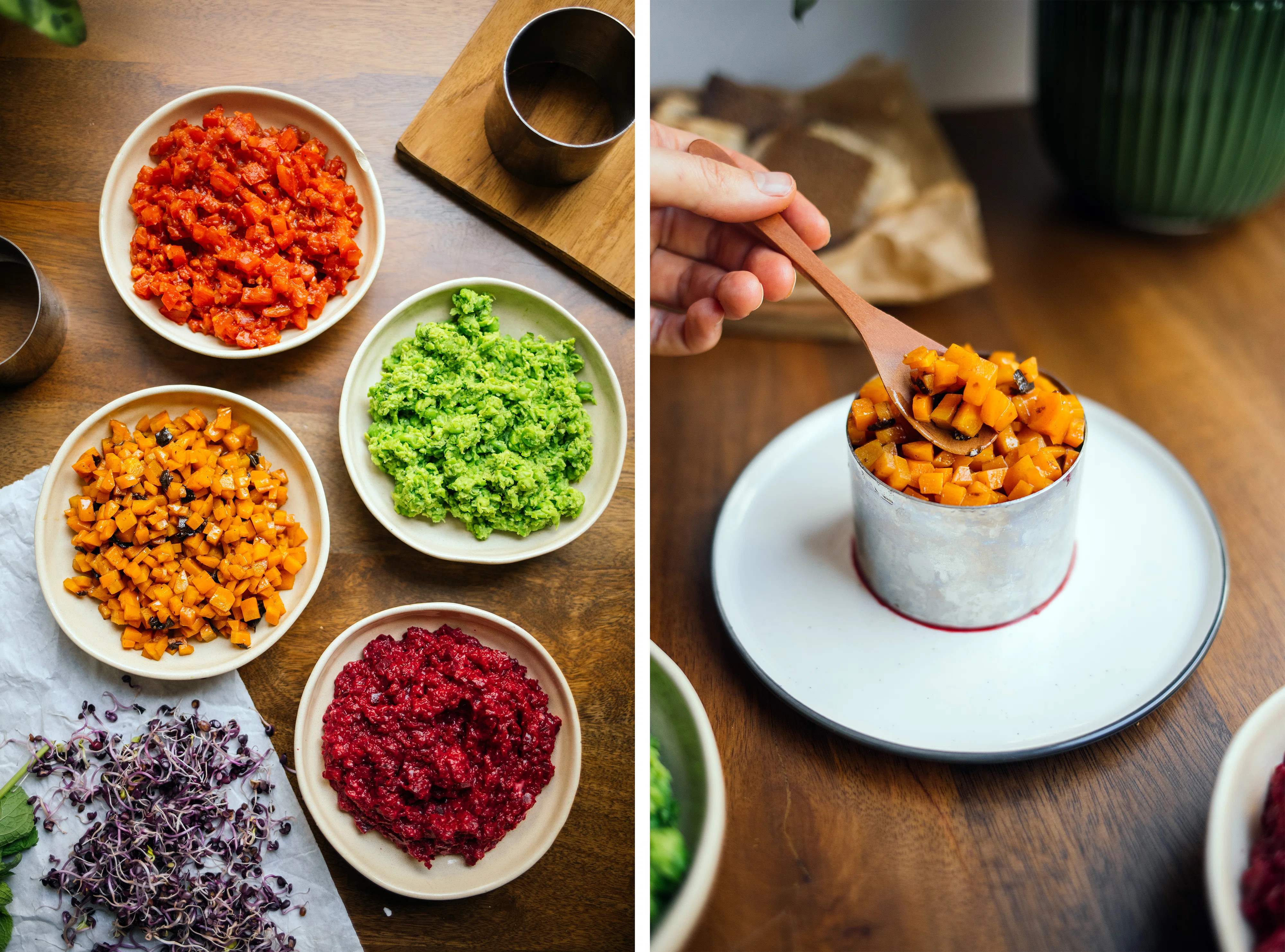 R700 Vegan Tartar with Beetroot, Tomatoes, Peas, and Carrot Lox