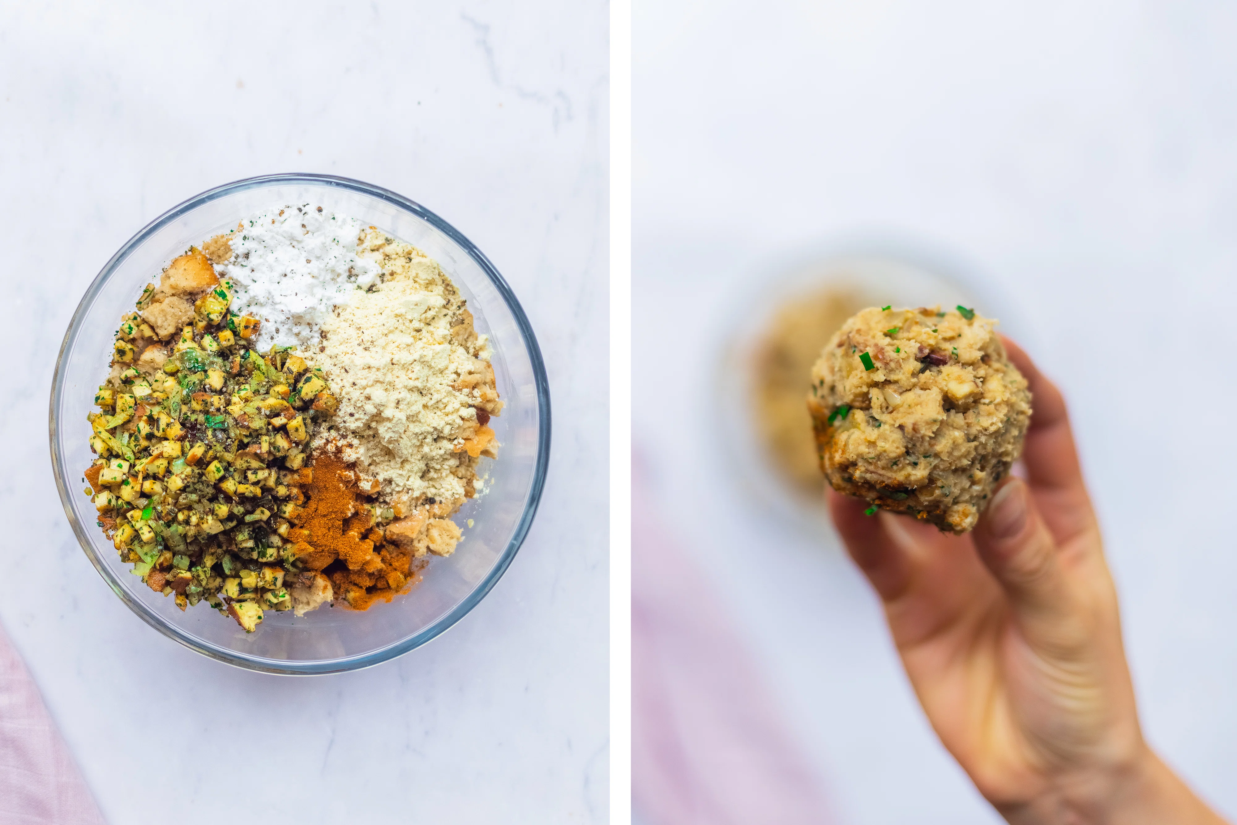 R686 Veganer Semmelknödel-Auflauf mit Champignon-Rahm-Soße