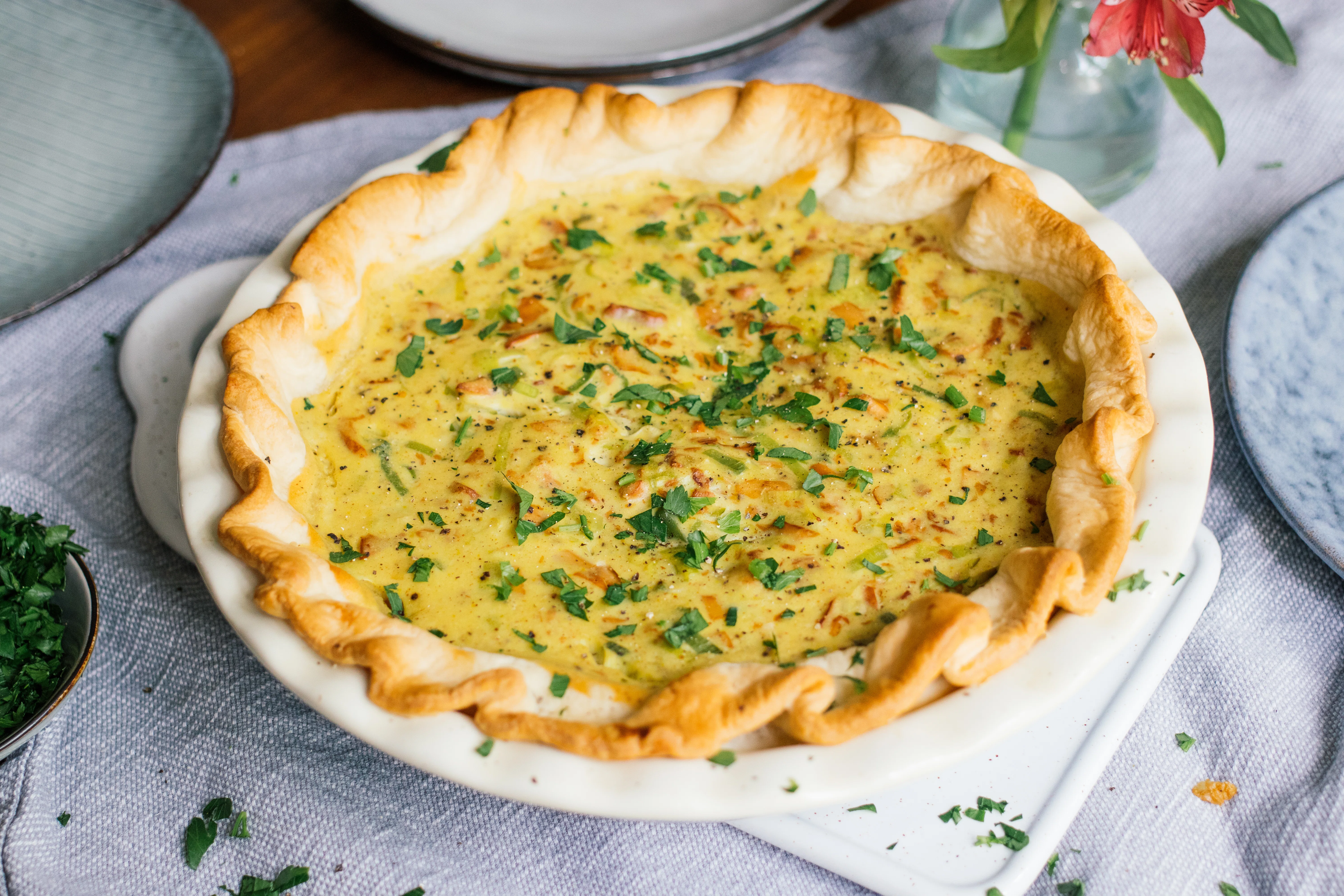 Vegane Pfifferling-Lauch-Quiche