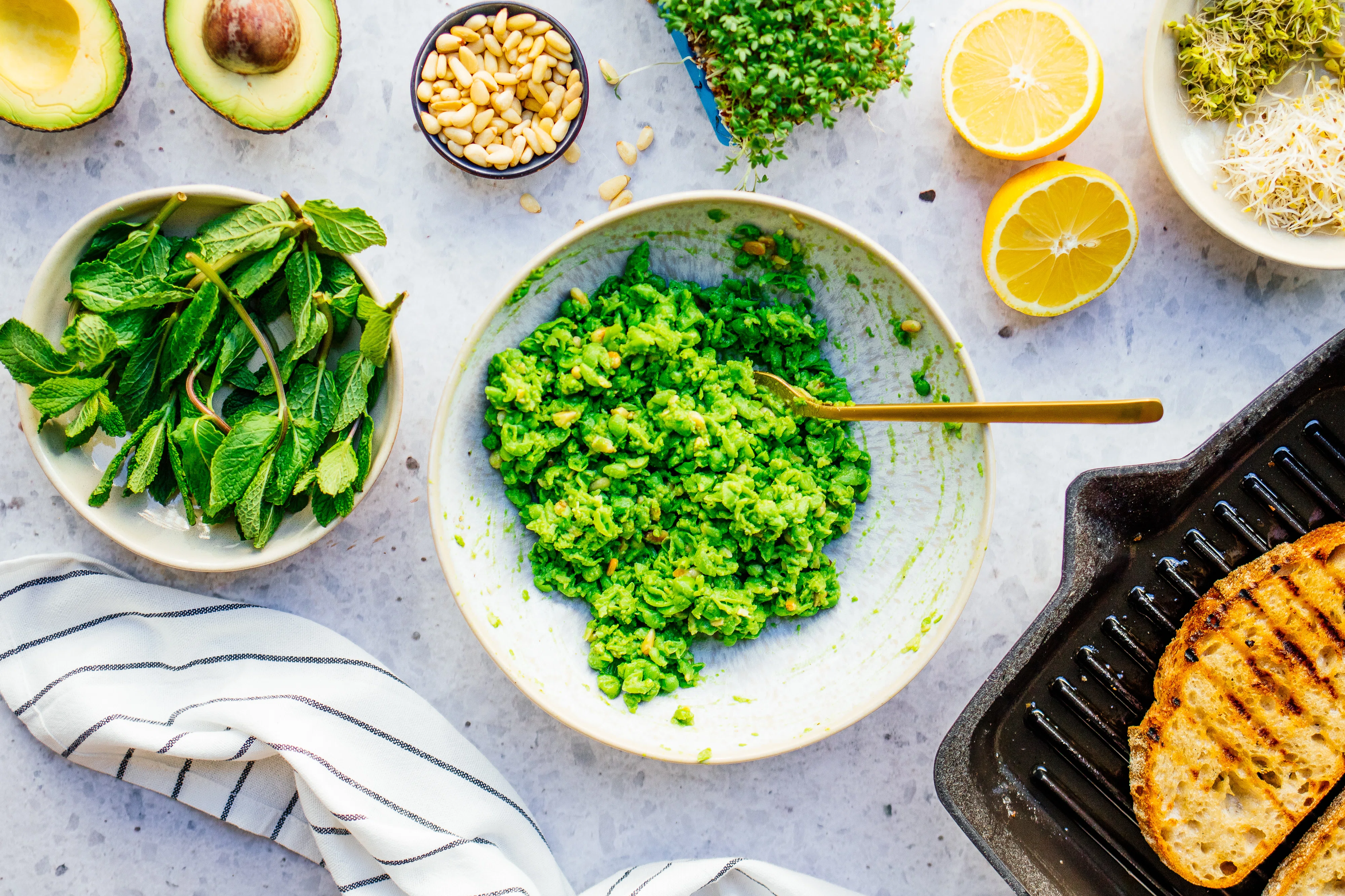 R644 Vegan Open-Faced Sandwich with Peacamole & Radish Salsa