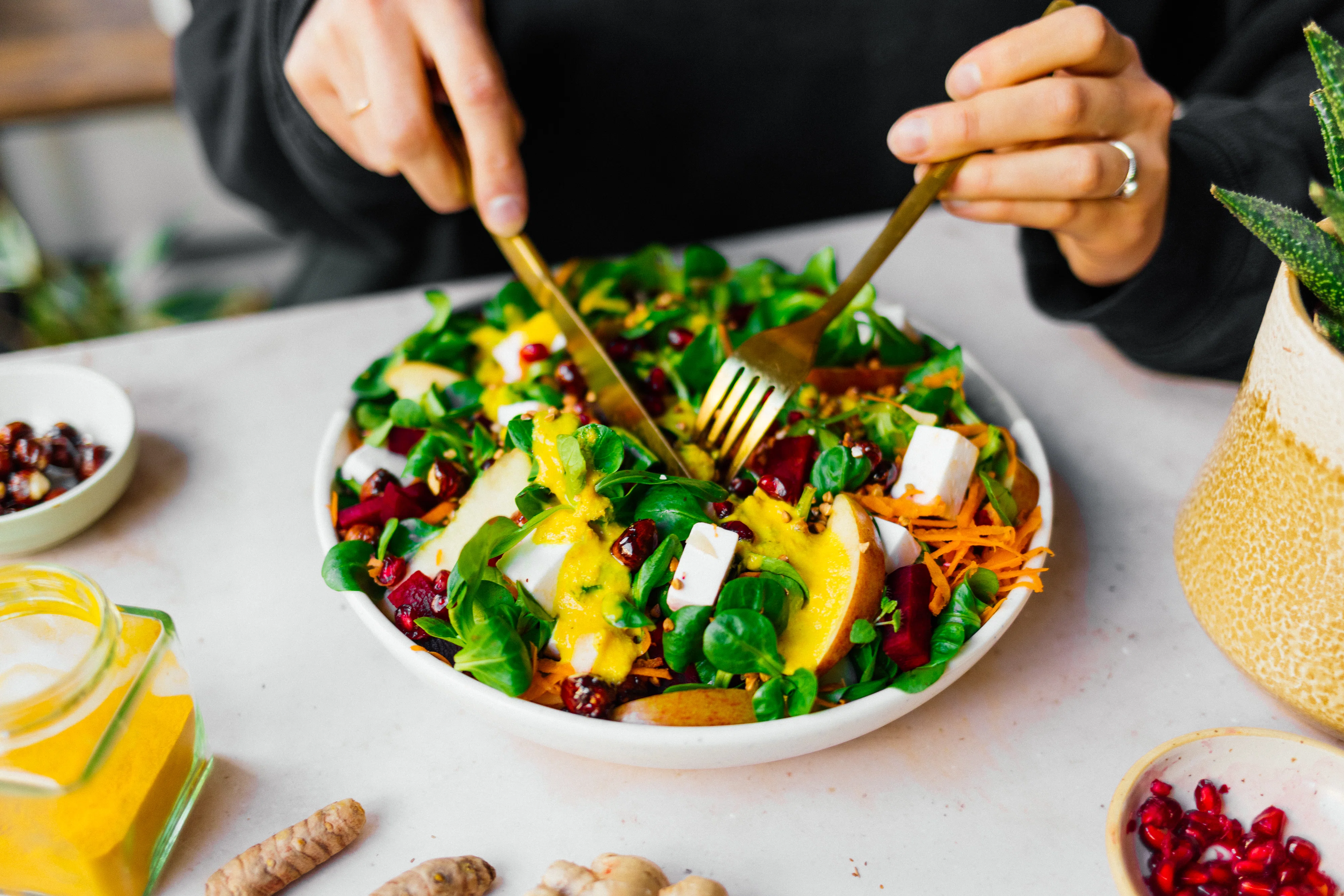 Vegan Winter Grain Bowl with Ginger Turmeric Dressing
