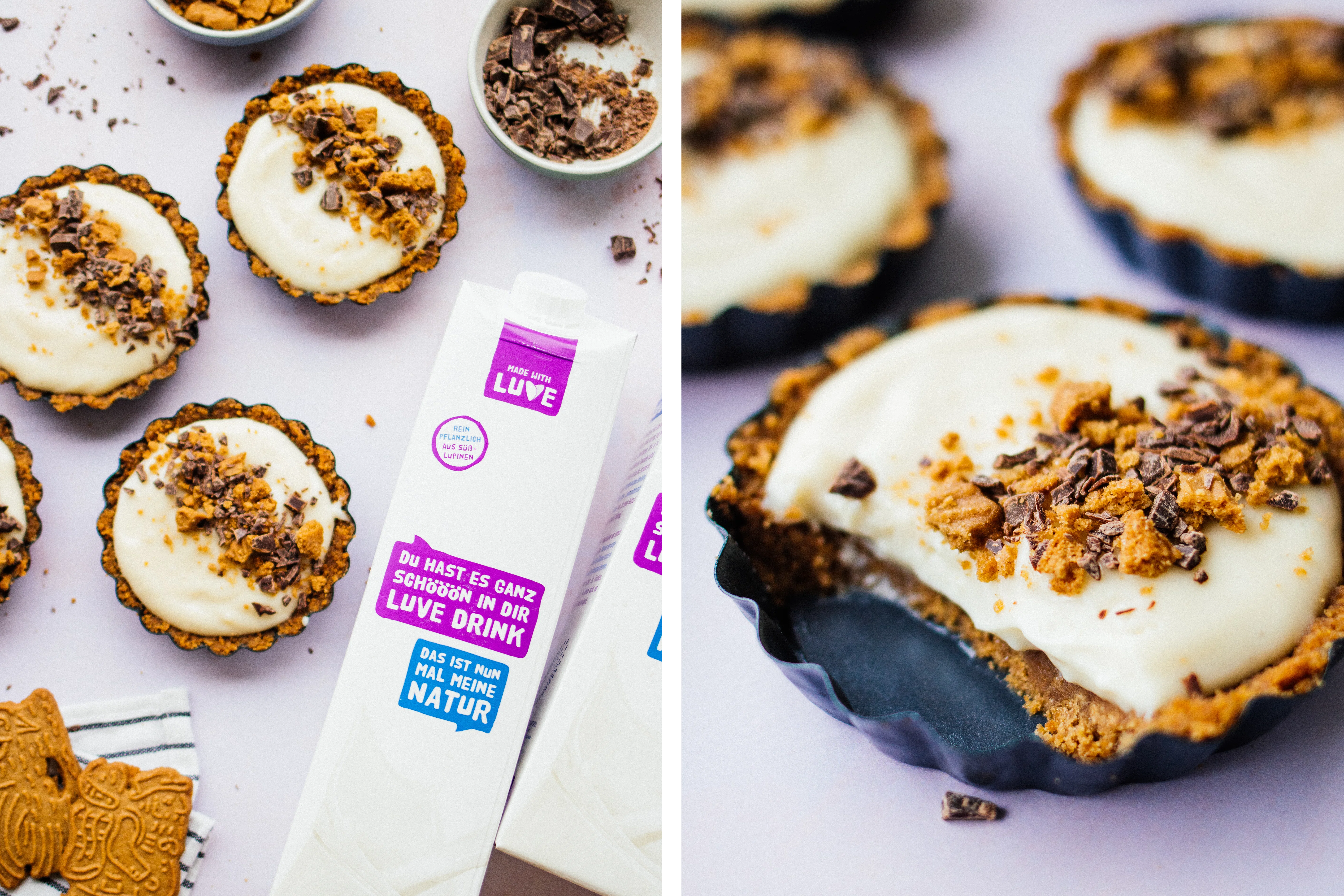 R482 Vegane Spekulatius-Tarts mit Vanillecreme (ohne Backen)