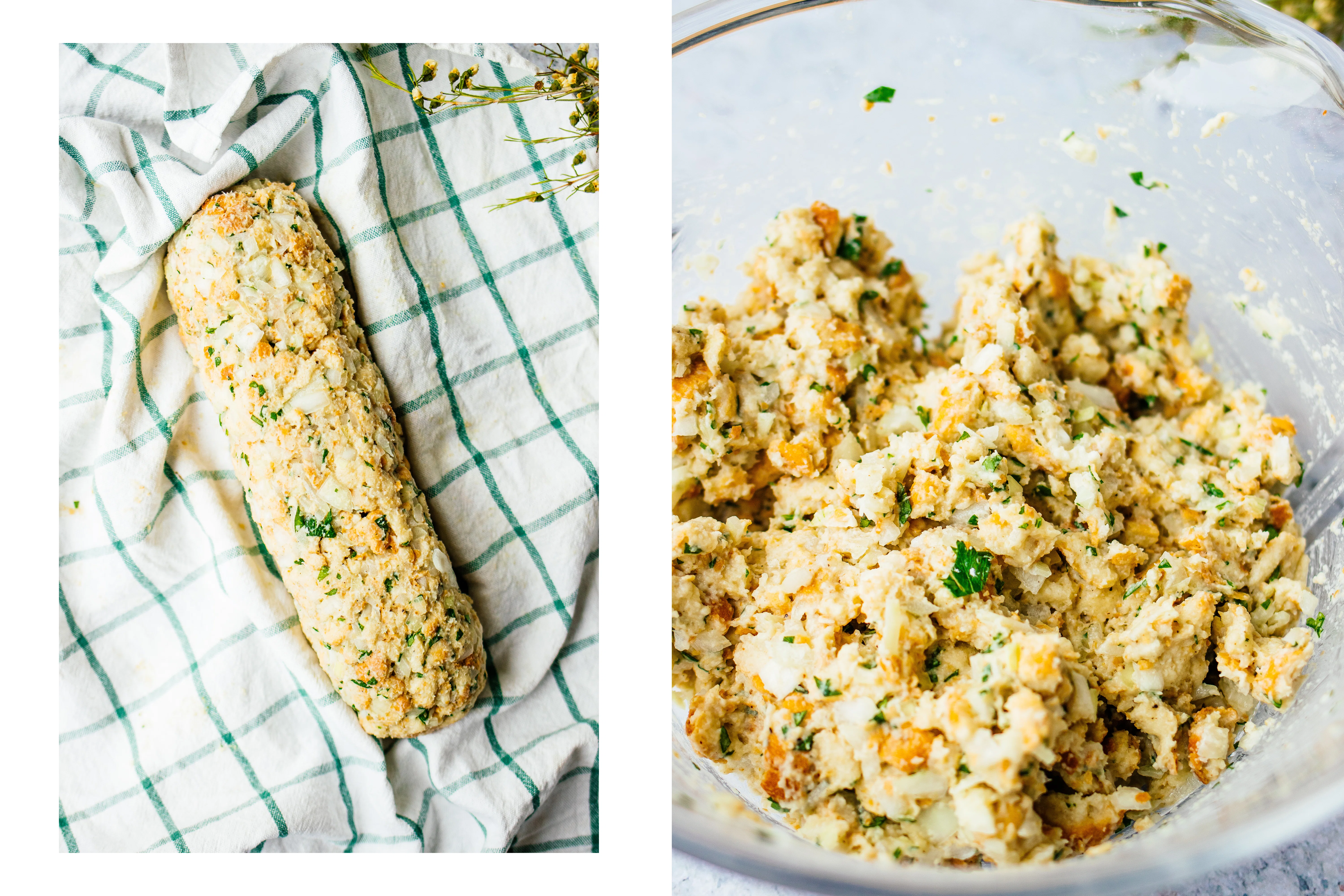 R597 Veganer Nussbraten mit Serviettenknödeln & Zwiebel-Sahne-Soße