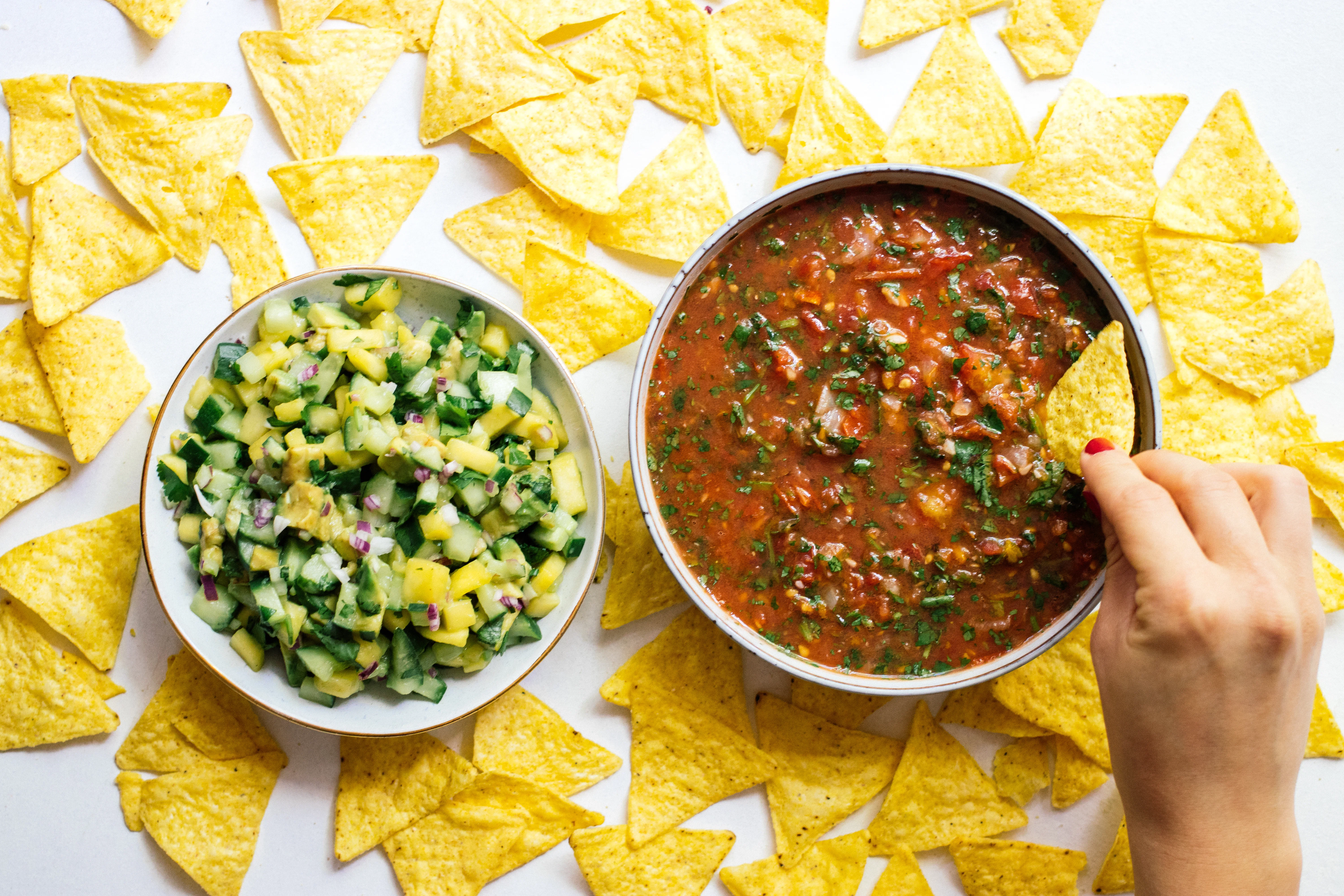 Tomato and Mango Salsas with Tortilla Chips
