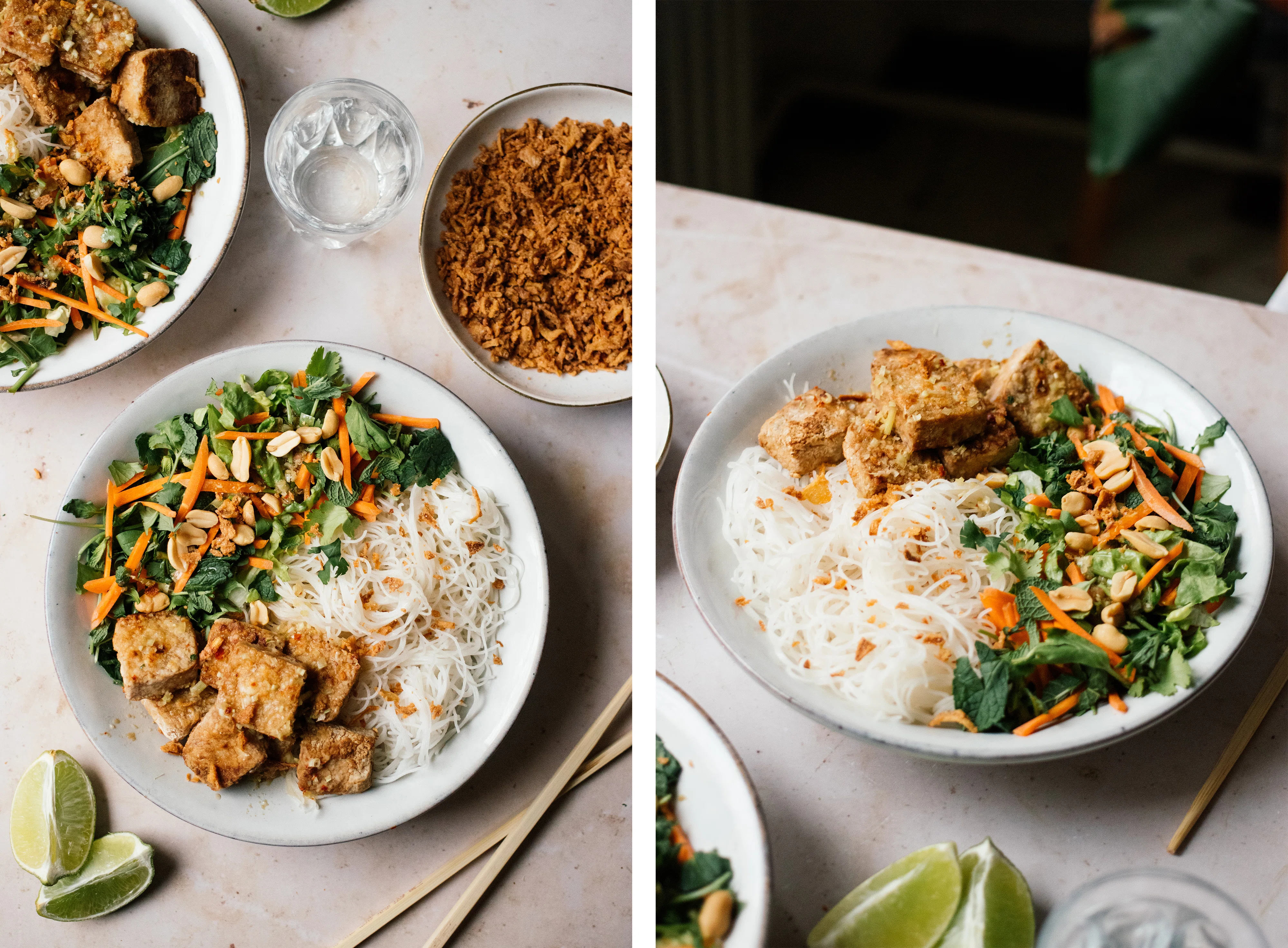R166 Veganer Reisnudelsalat mit gebackenem Tofu & Zitronengrasdressing