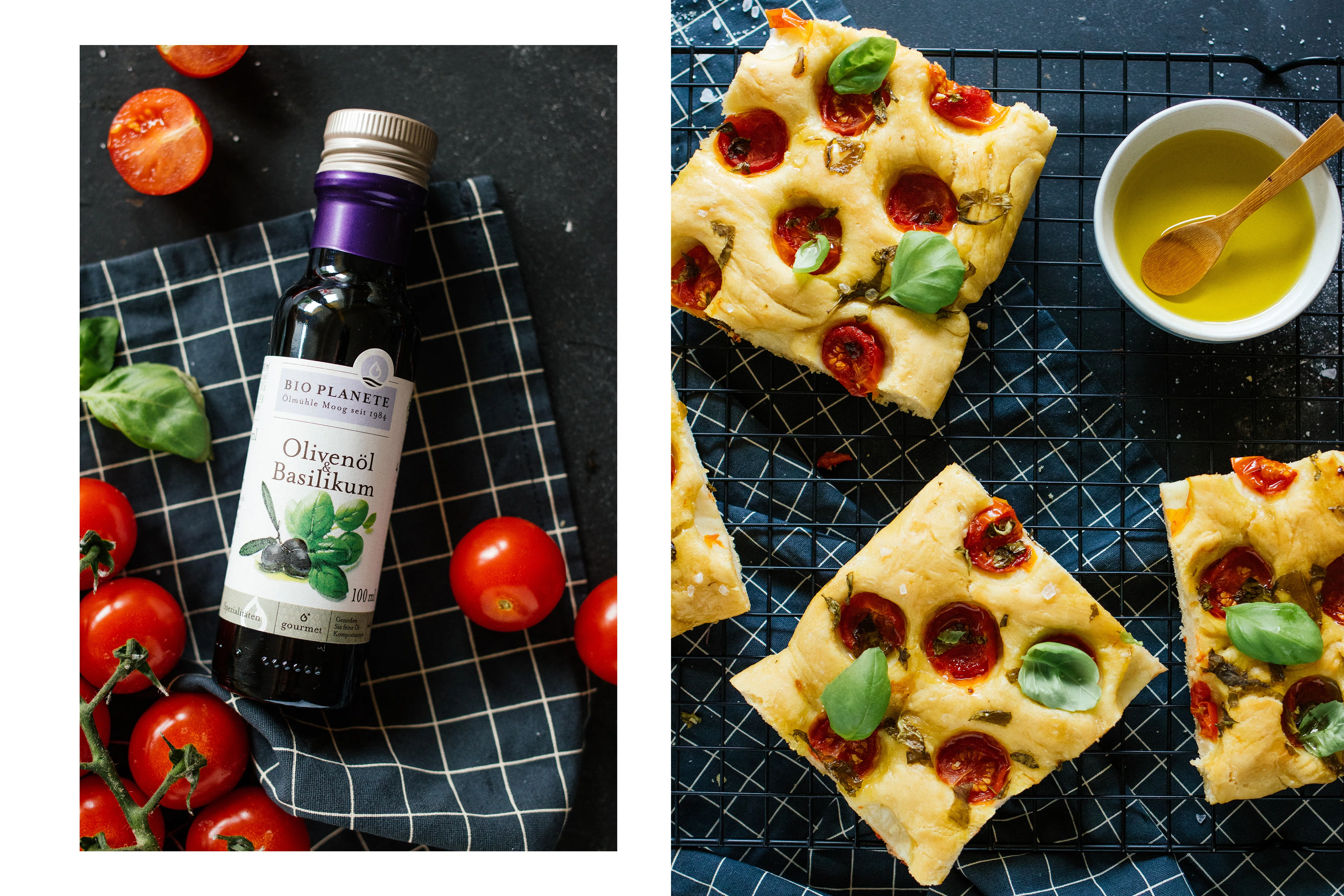 R534 Vegane Focaccia mit Tomaten & Basilikum