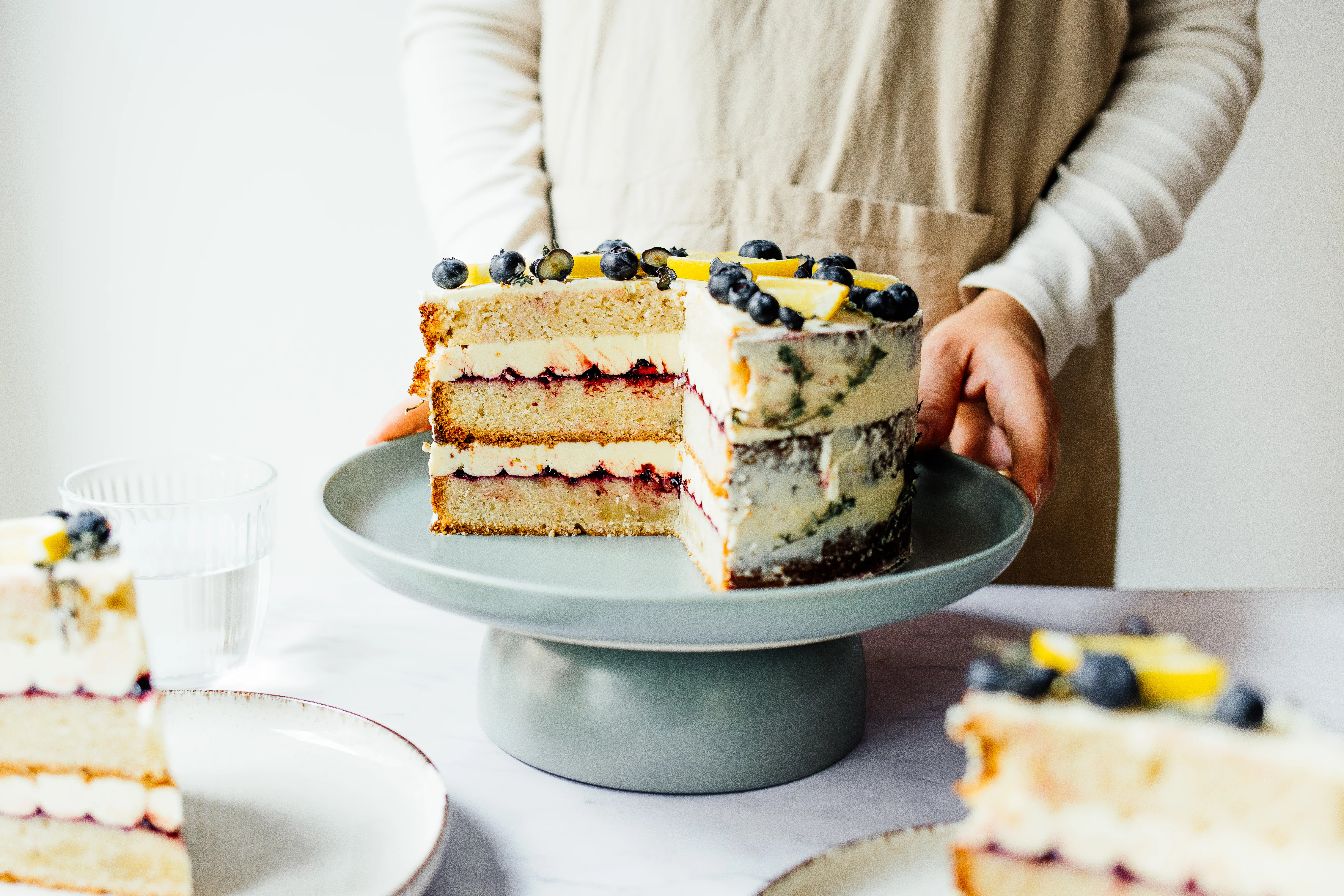 Vegan Lemon & Thyme Naked Cake 