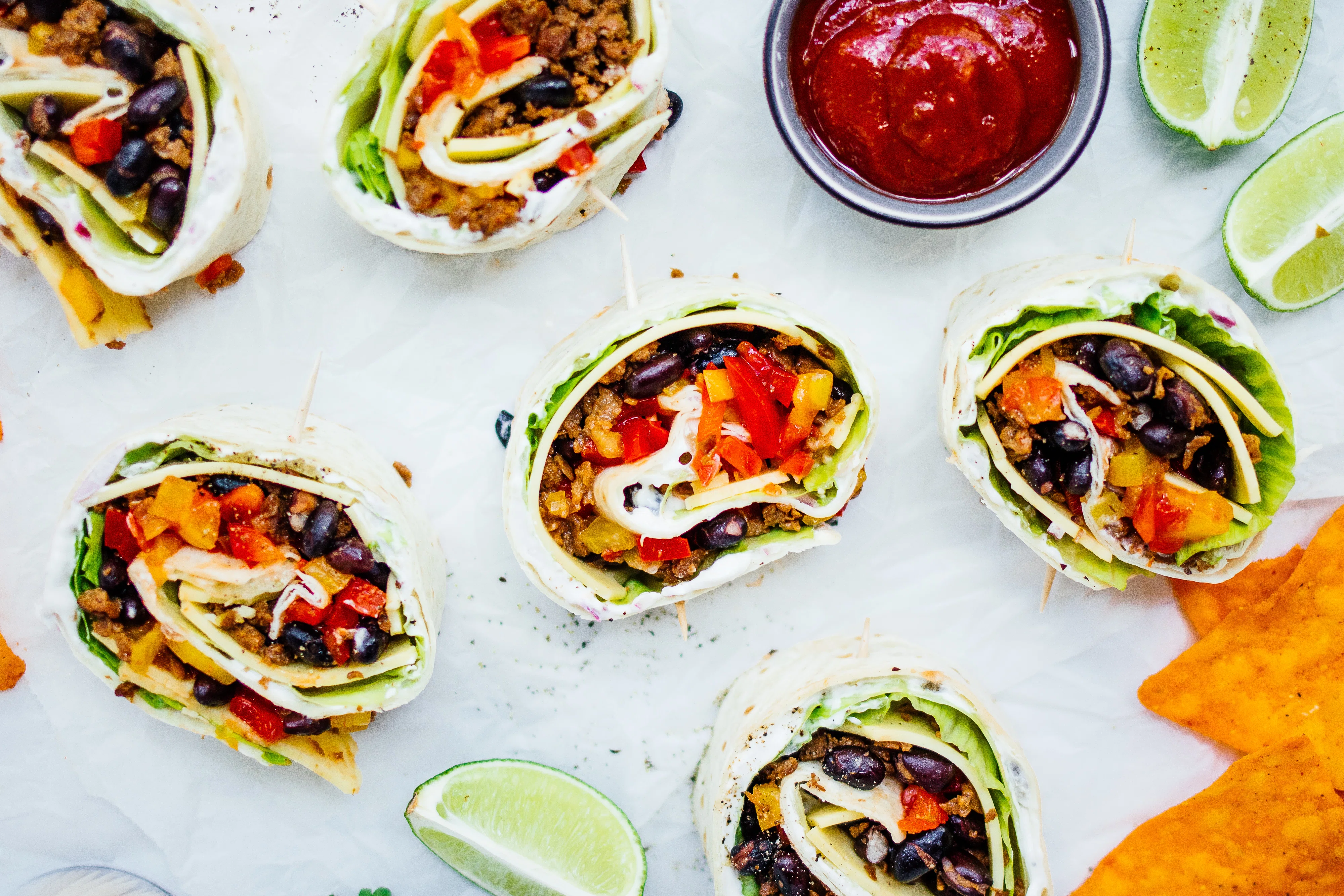 Tortilla Pinwheels with Black Beans & Plant-Based Mince