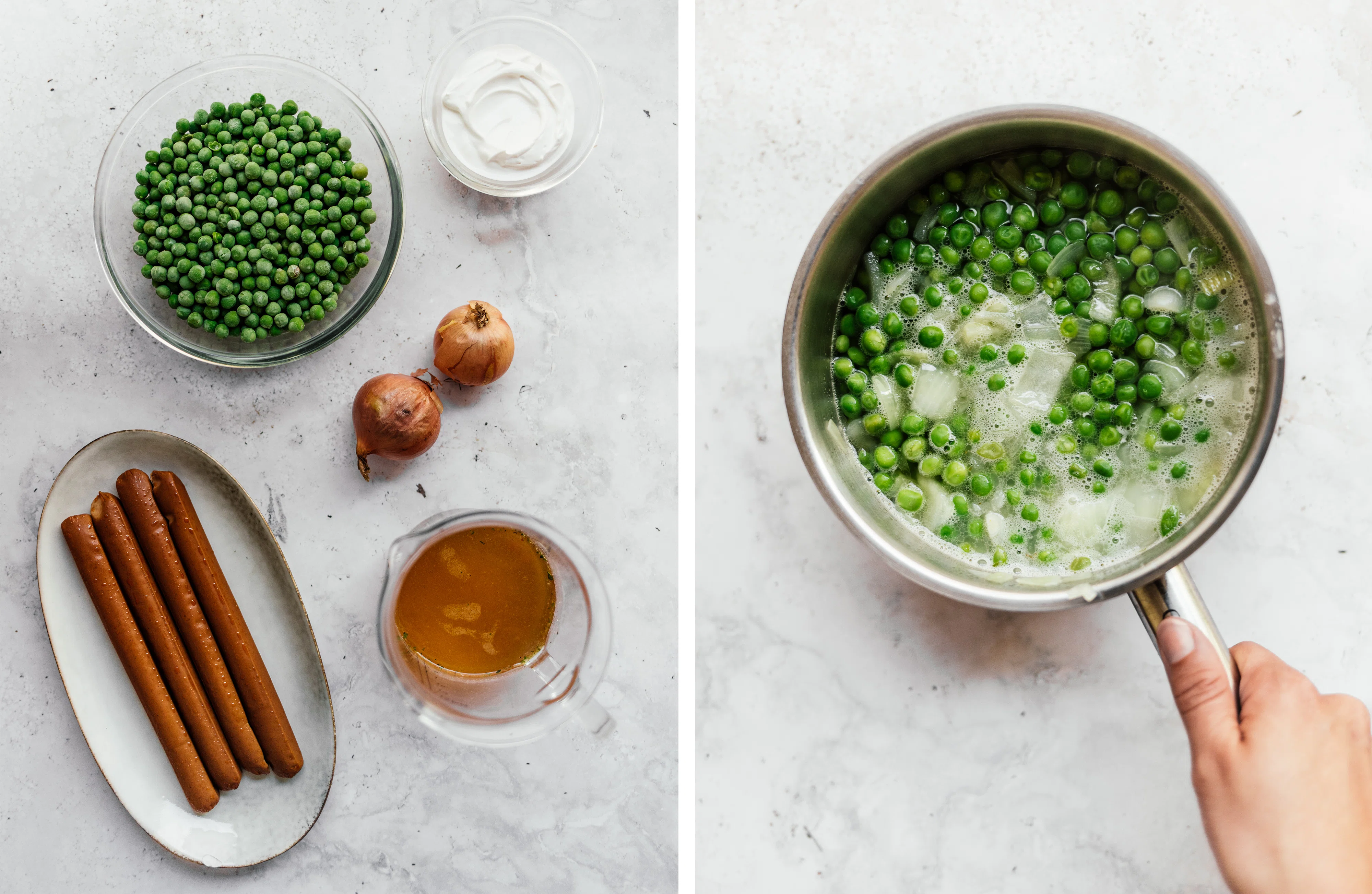 R732 Vegan Pea Soup with Sausages (with 5 ingredients)