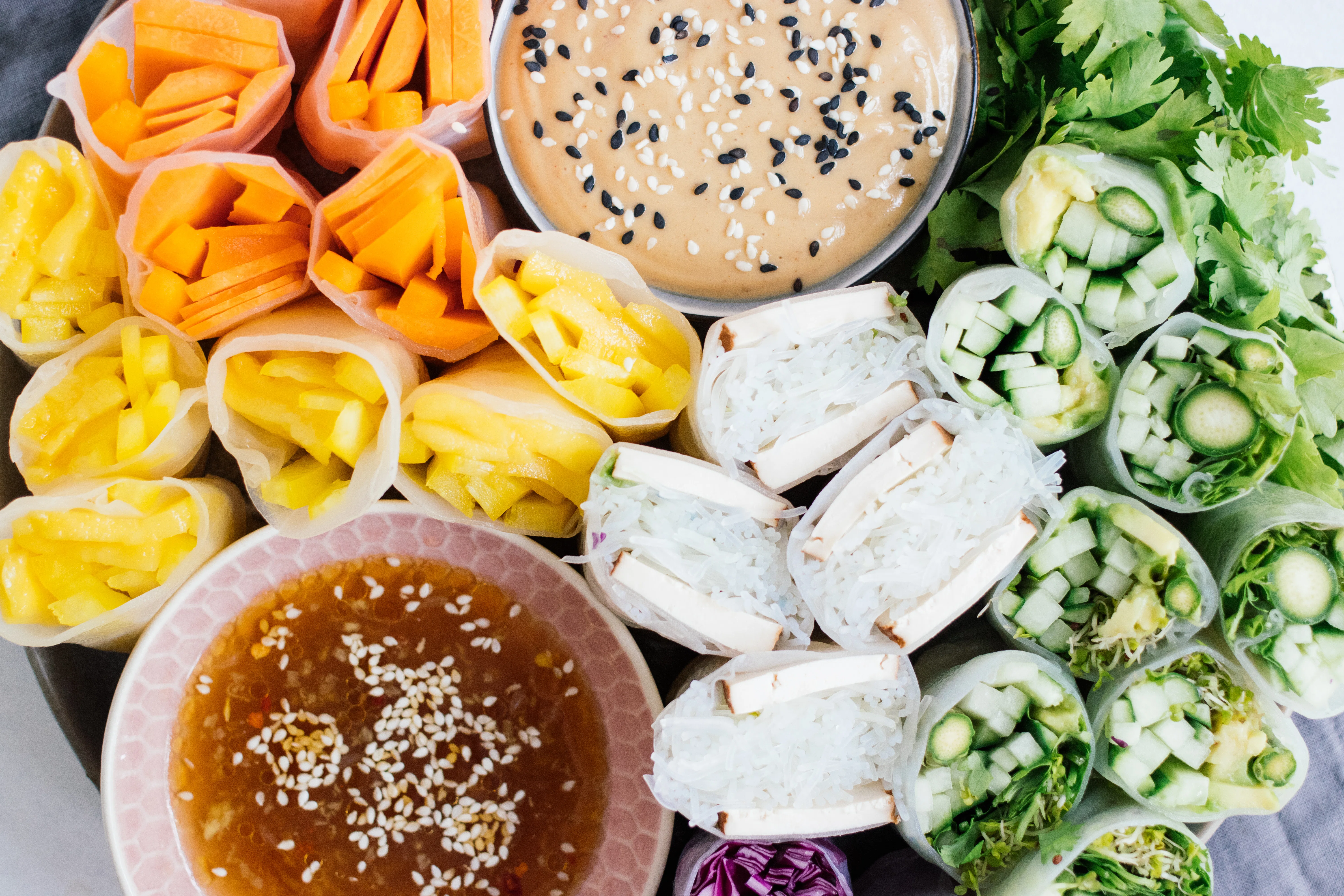 Vegane Sommerrollen mit 2 Dips