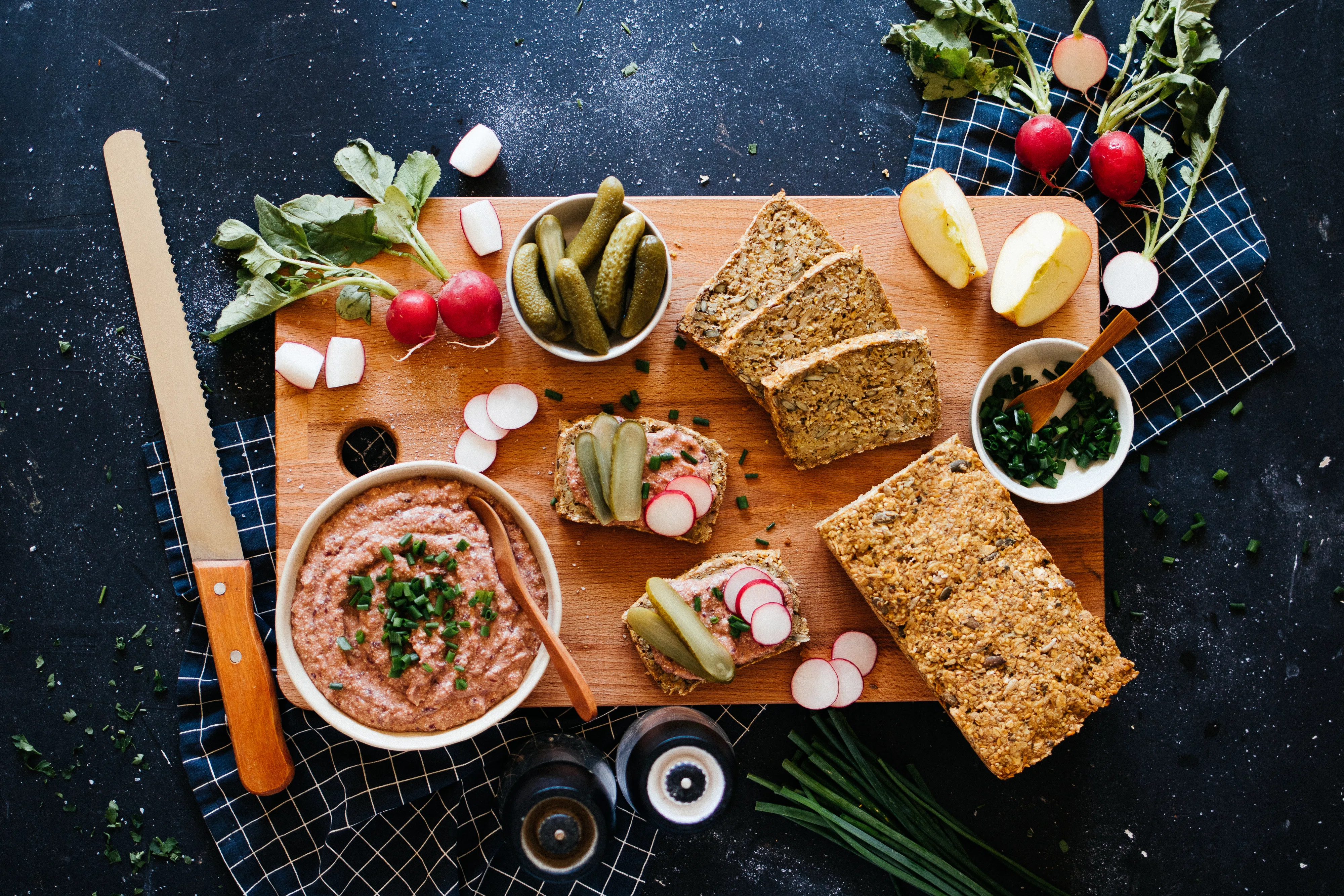 Homemade Vegan Liverwurst with Freshly Baked Bread