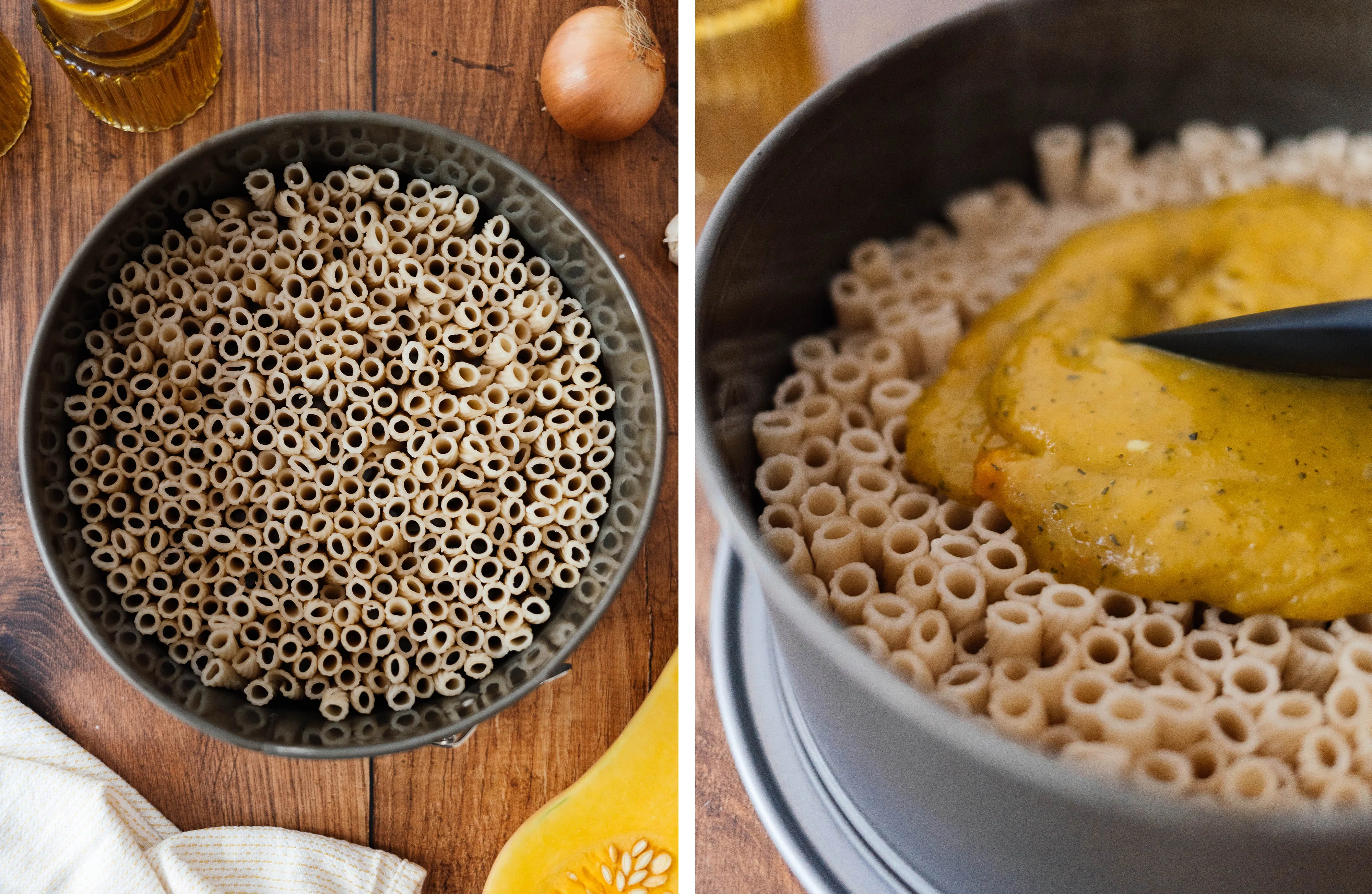 R772 Veganer Nudel-Kürbis-Auflauf mit Rigatoni