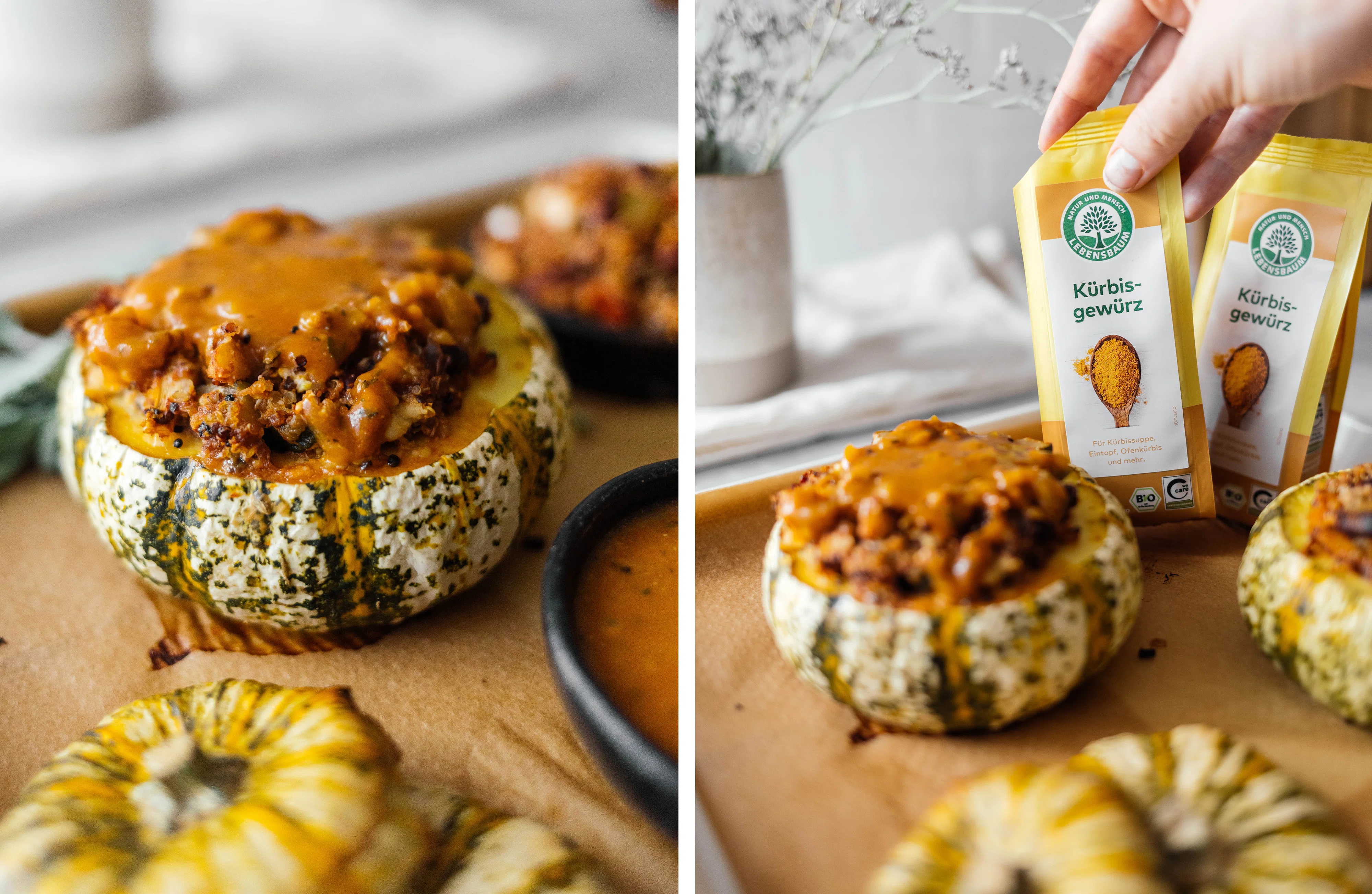 R775 Gebackener Patisson-Kürbis mit Quinoa-Füllung