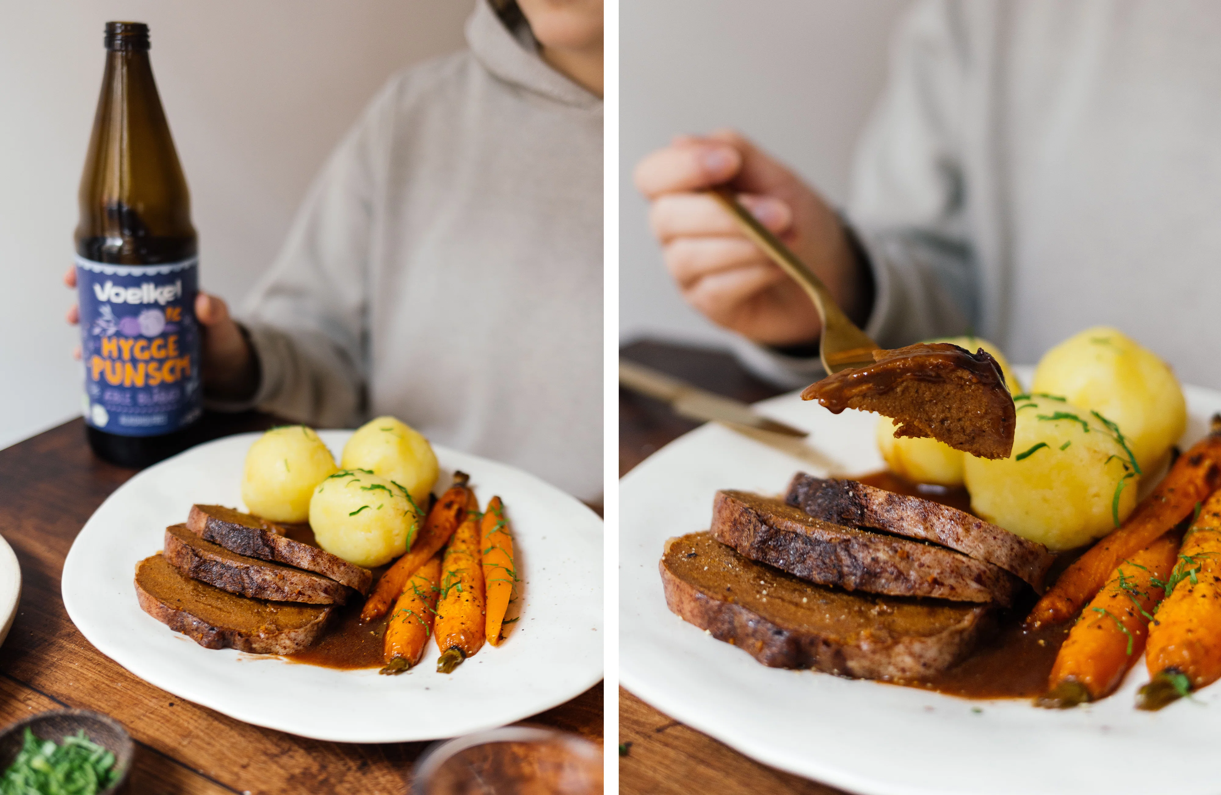 R829 Seitan Roast with vegan Gravy and Christmas Side Dishes