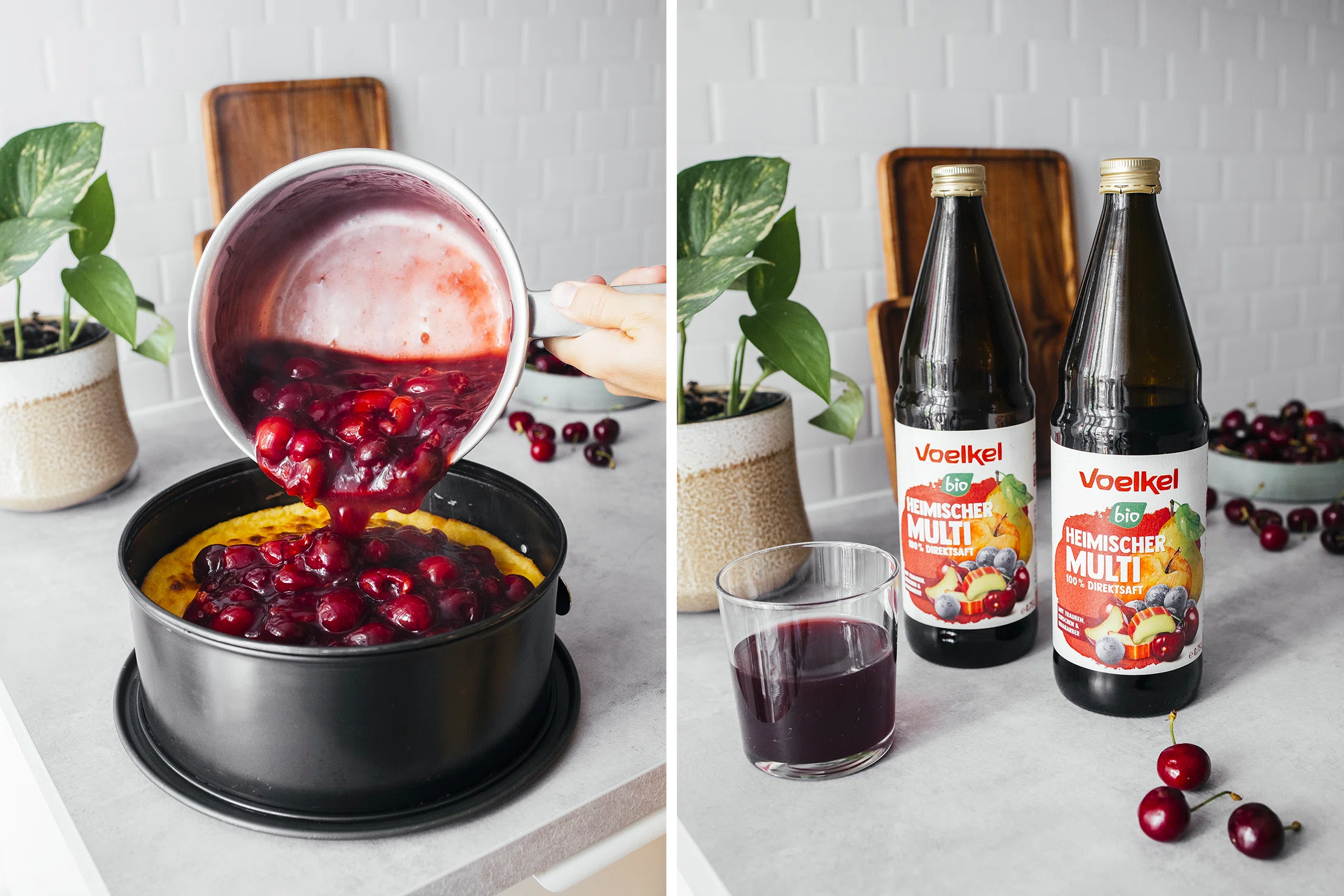 R828 Veganer Käsekuchen mit Kirschen