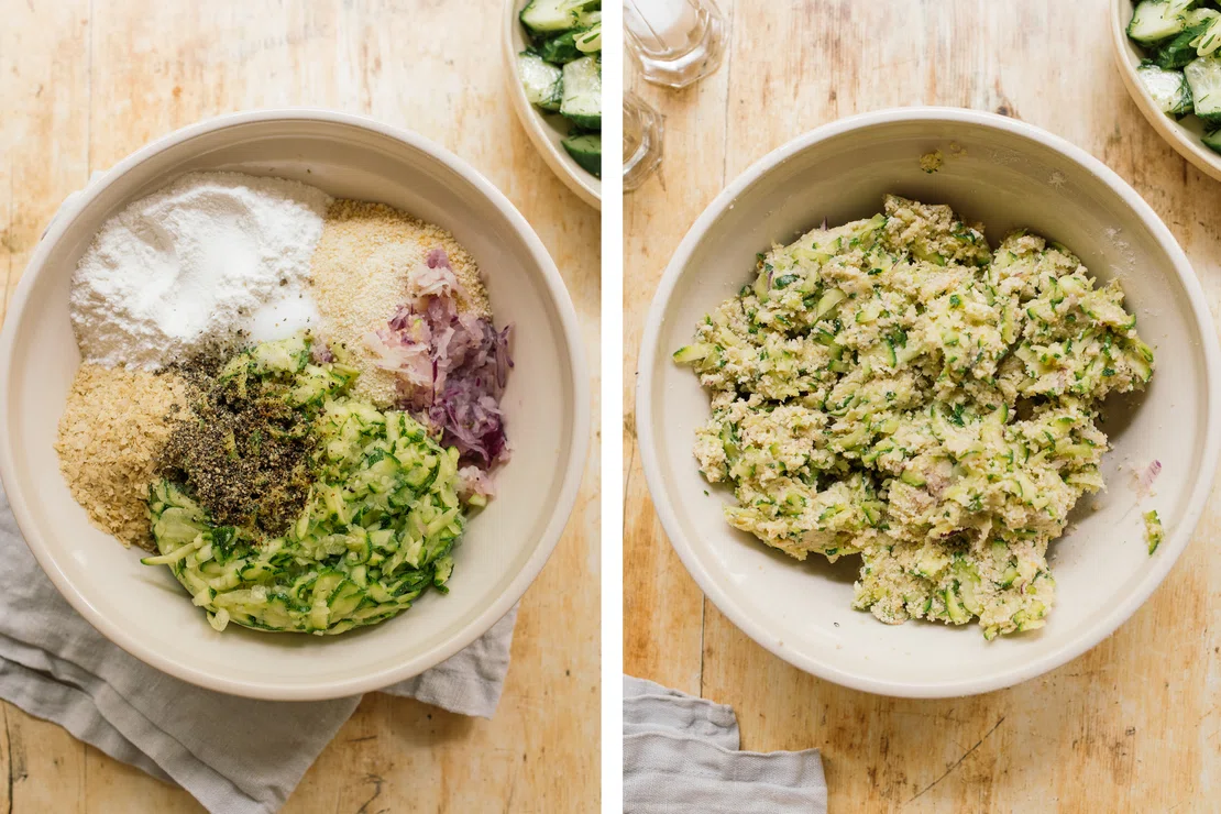 Vegane Zucchinipuffer mit Whipped Feta-Dip | Rezept - Zucker&amp;Jagdwurst