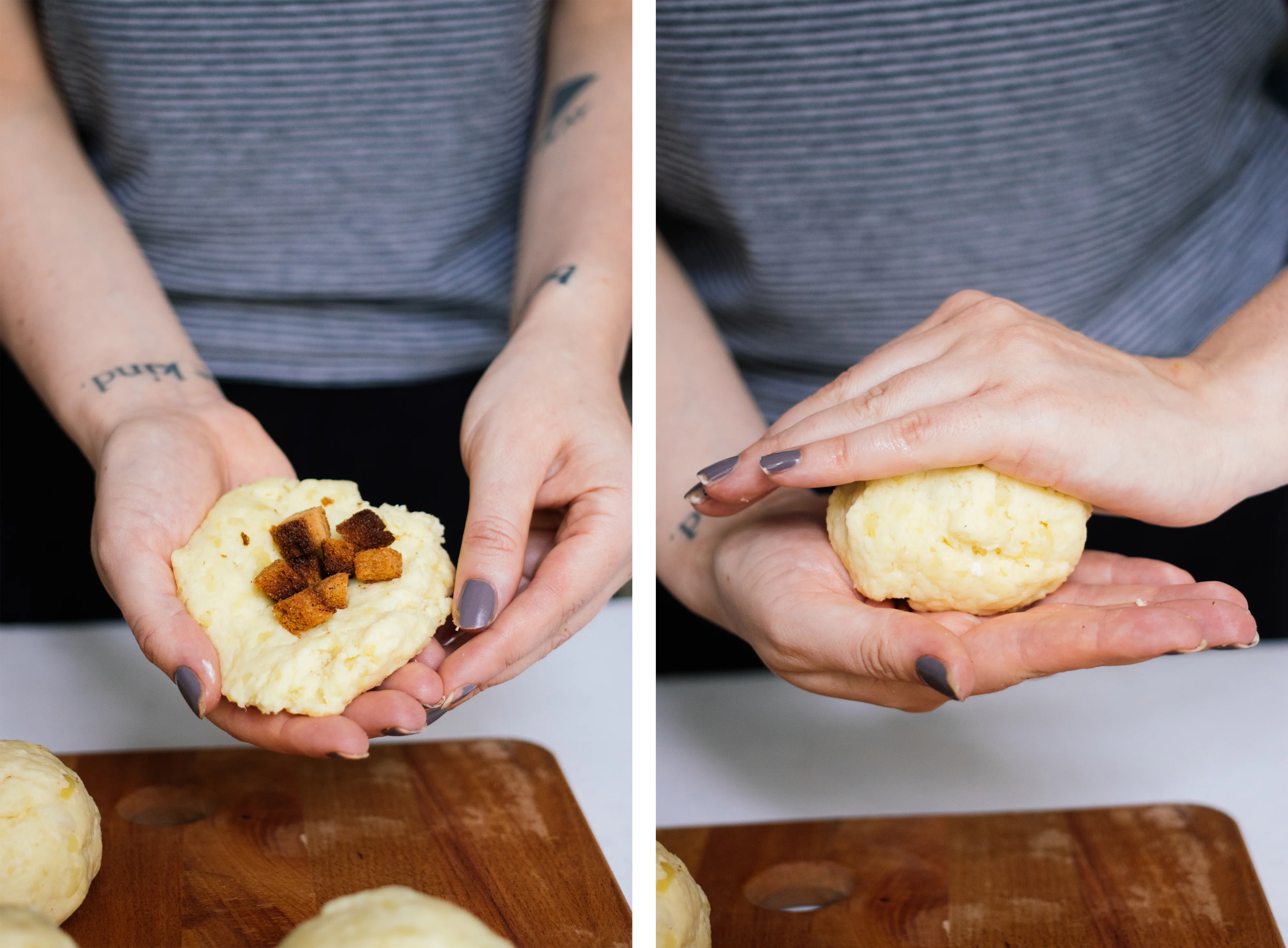 R450 Vegane Kartoffelklöße mit Pilzgulasch und Rotkraut