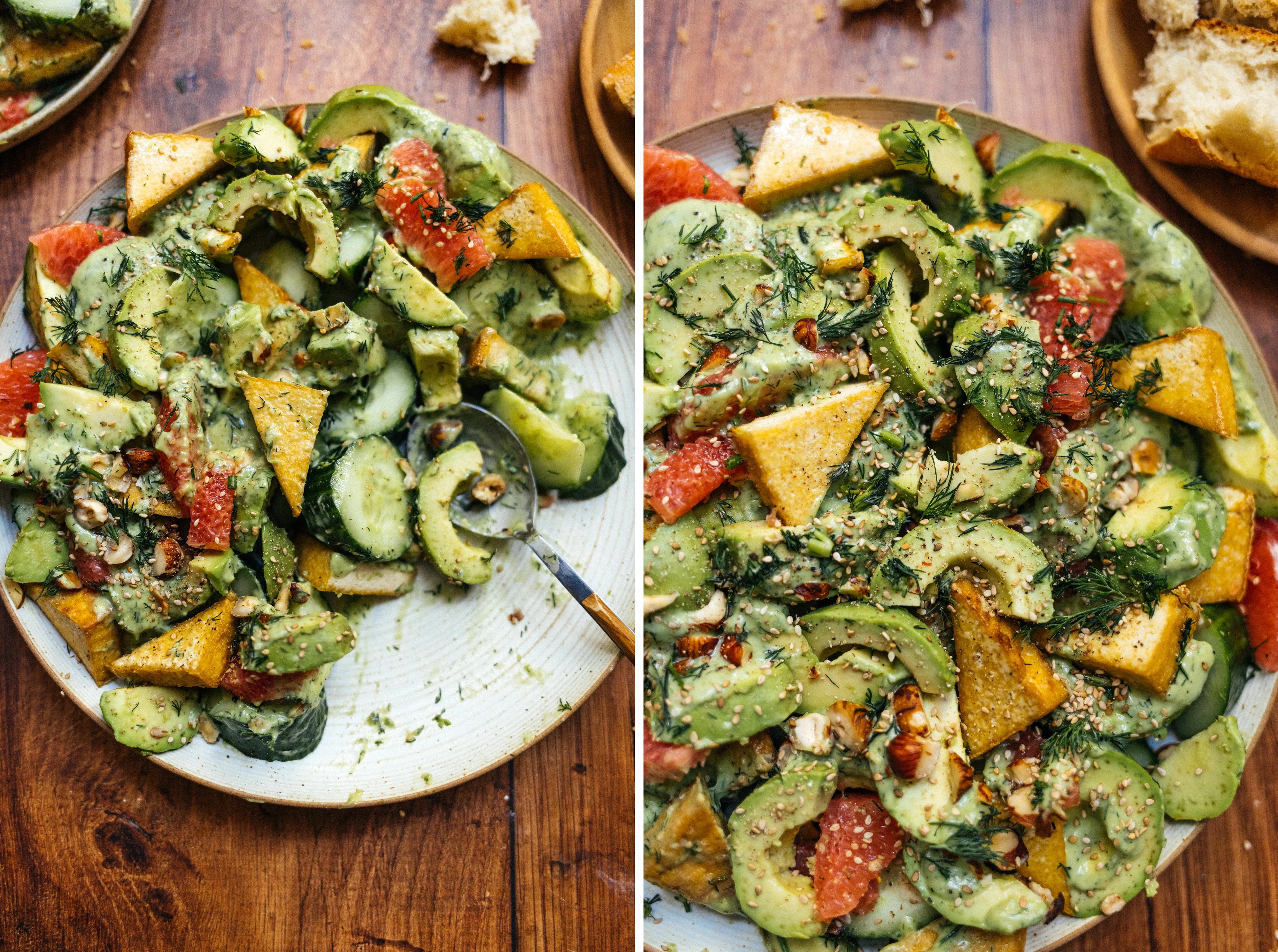 R796 Avocado Cucumber Salad with Grapefruit and Tofu