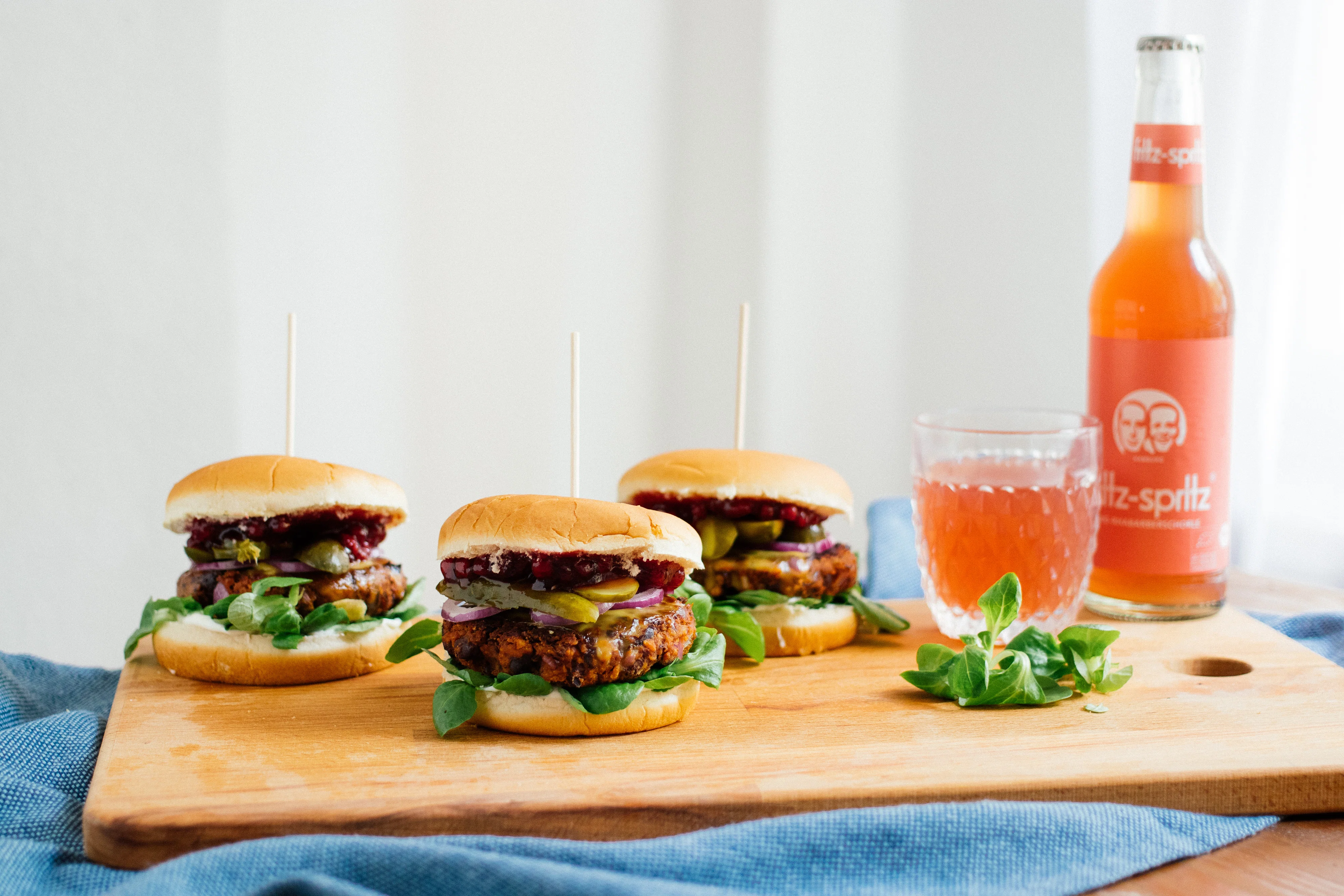 R420 Vegan Burger with black bean patty & lingonberries