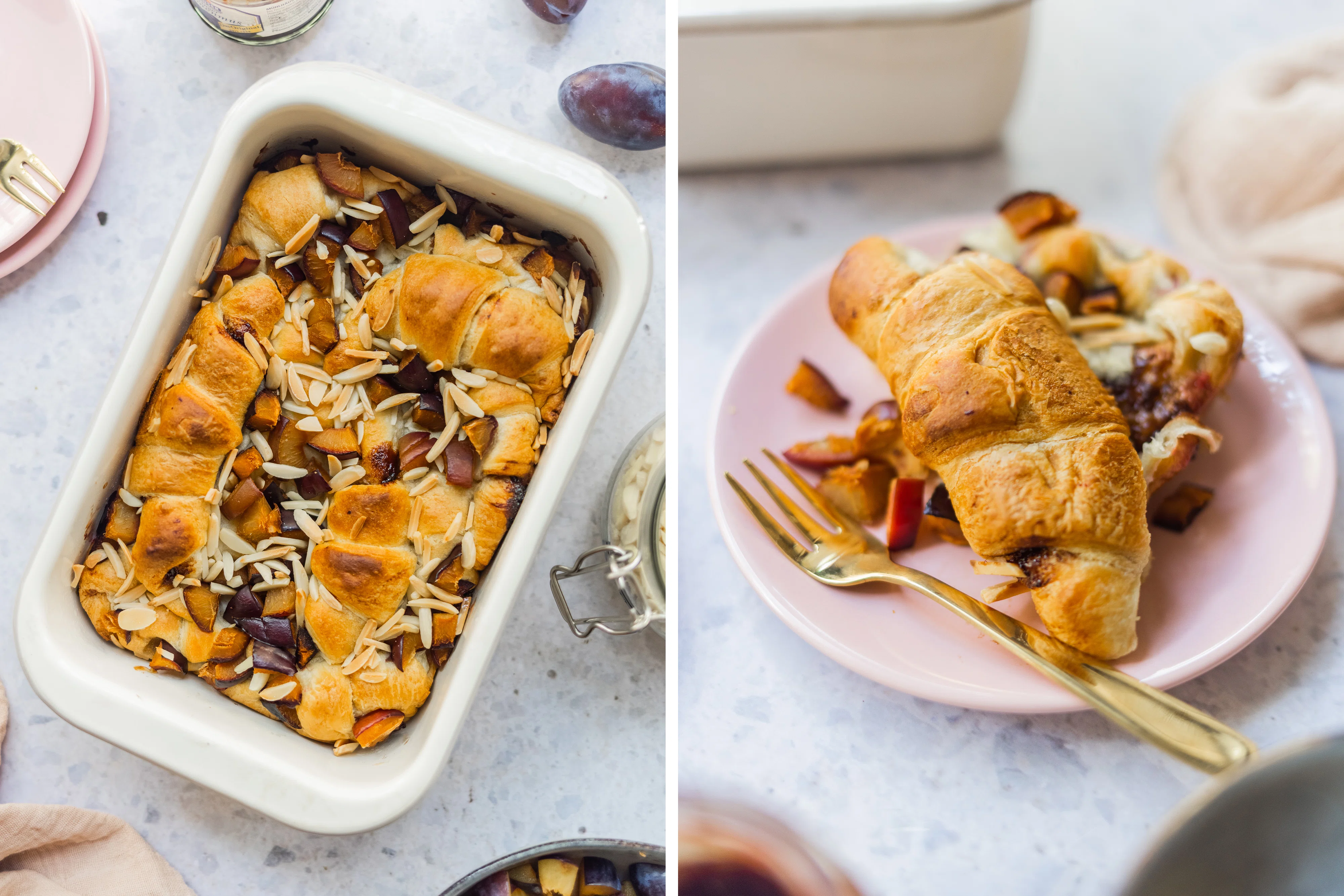 R670 Veganer Croissant-Auflauf mit Zwetschgen