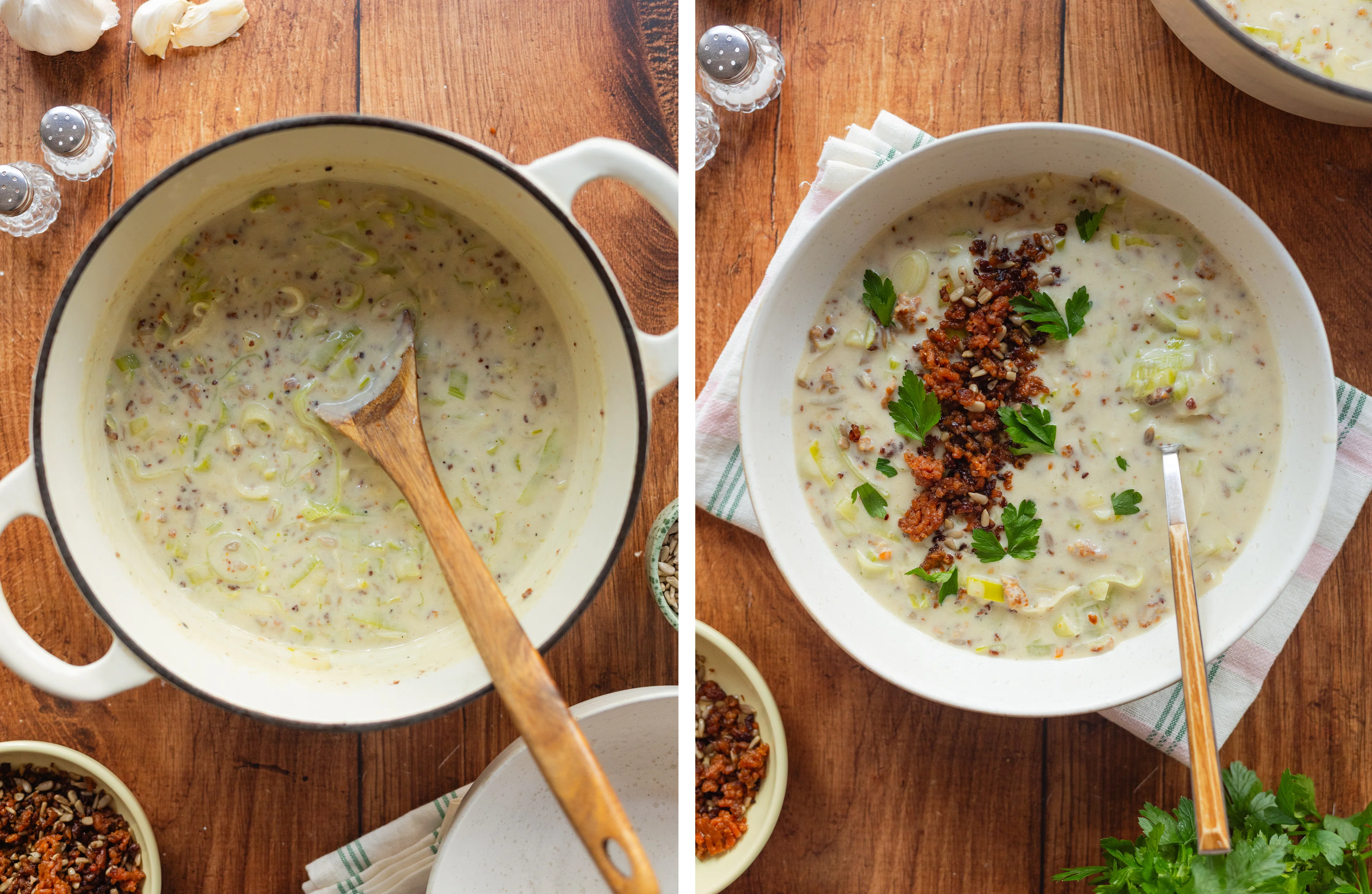 R347 Vegan Creamy Leek Soup with Vegan Mince