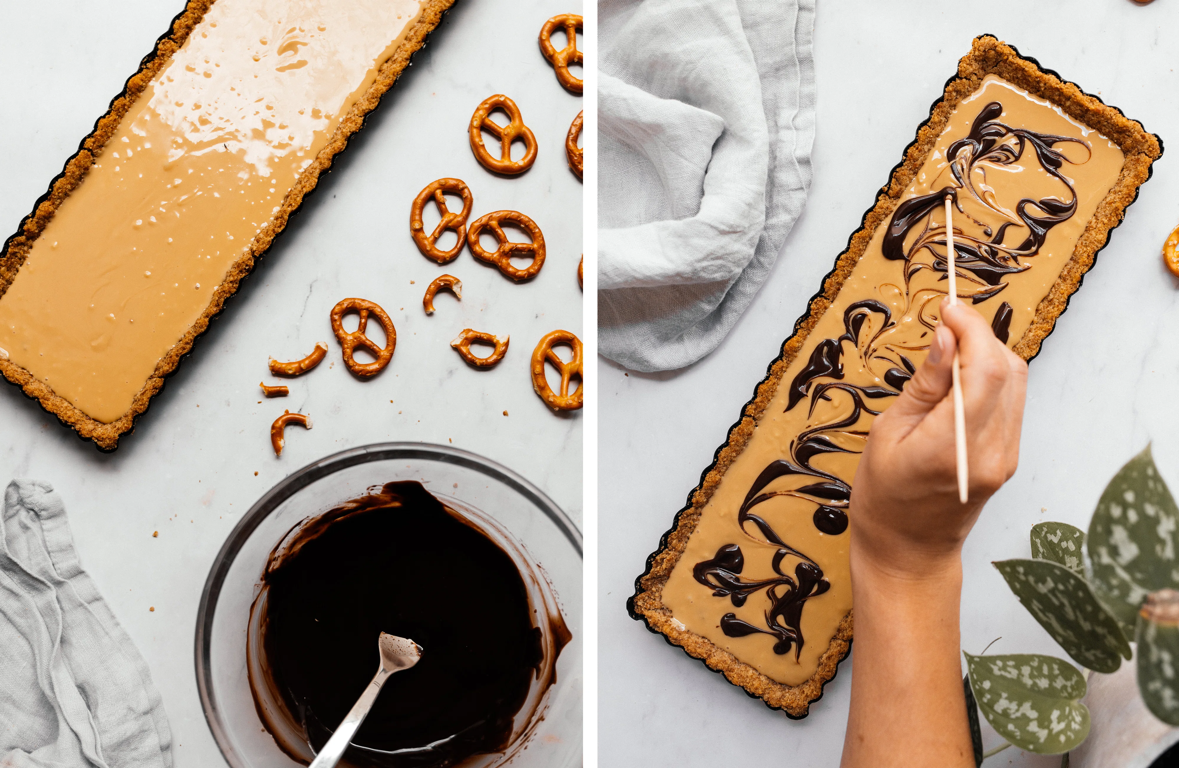 R730 Vegan Chocolate Pretzel Tart (with 5 ingredients)