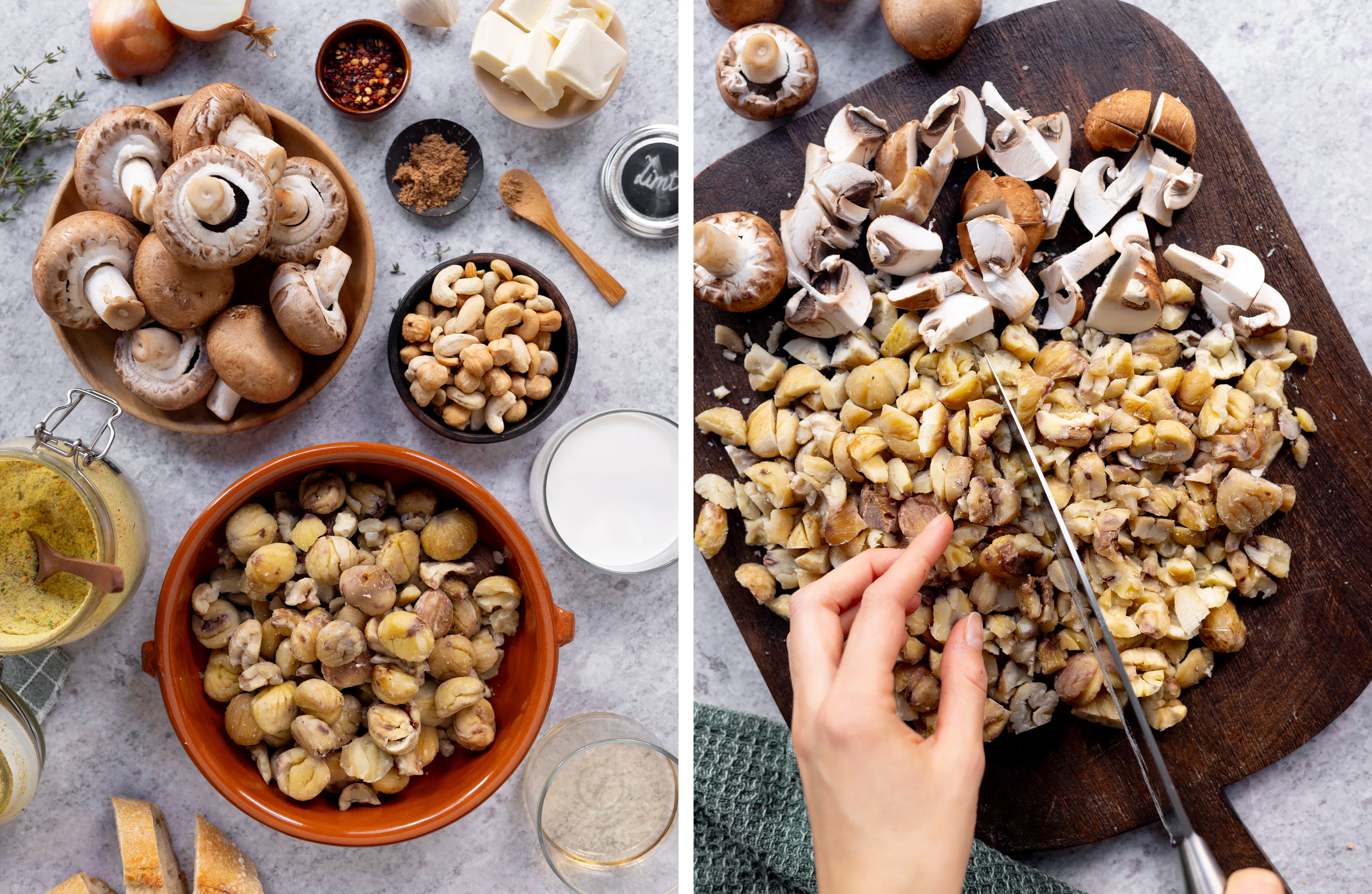 R930 - Vegan Chestnut Soup with roasted Mushrooms and spicy Nut Topping