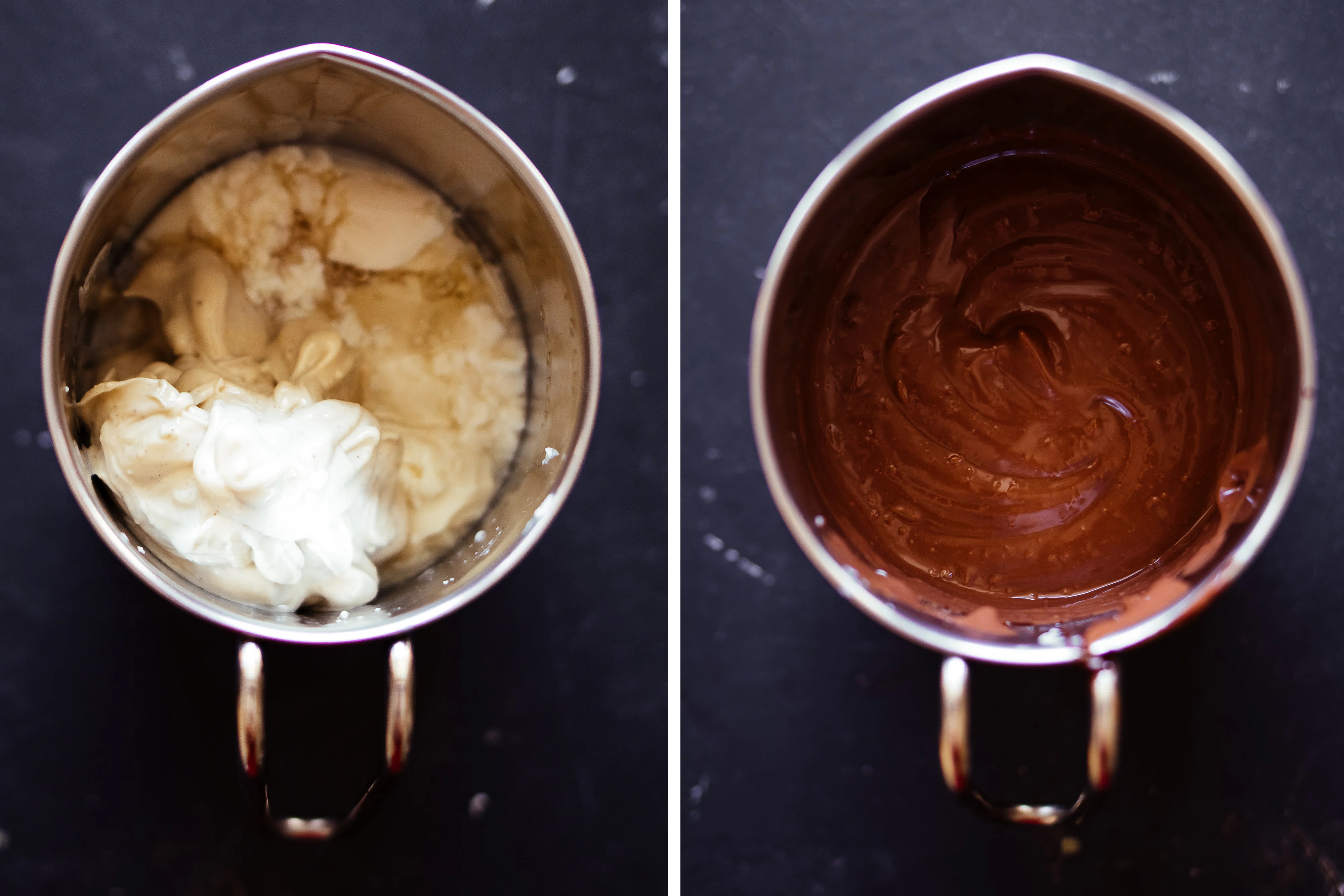 R69 Vegane dunkle & helle Schokoladenmousse mit Fruchtspiegel