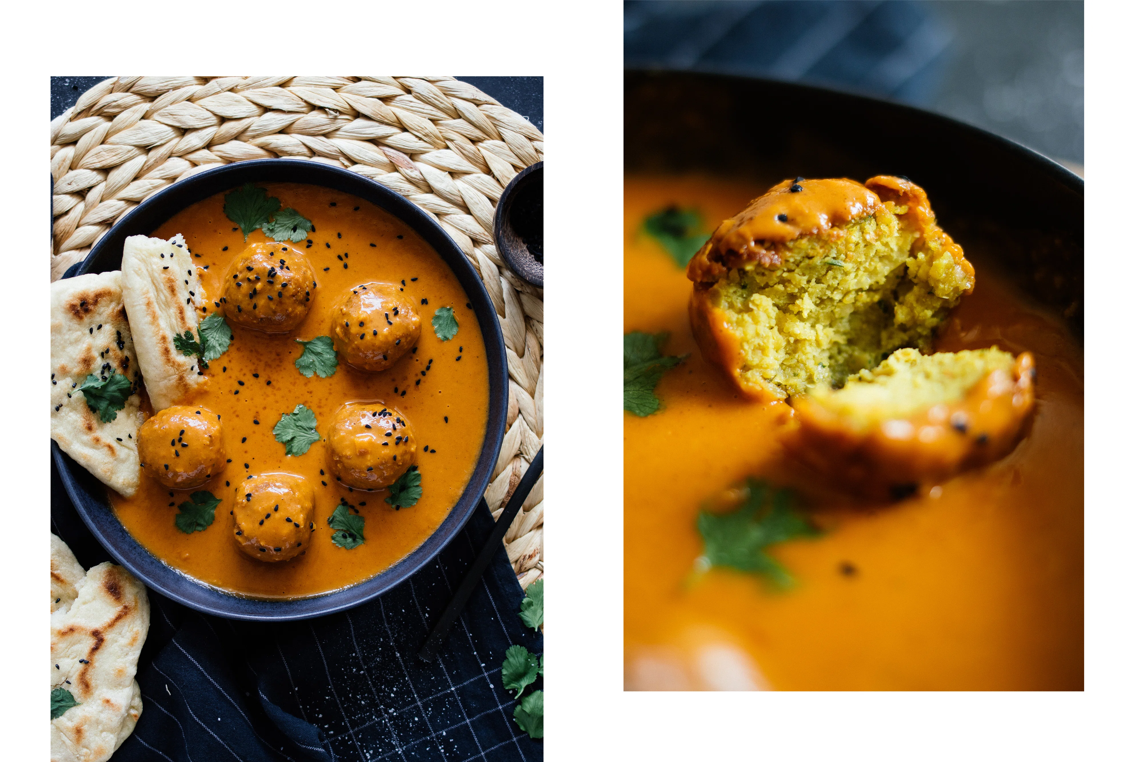 R538 Veganes Falafel Curry mit Naan Brot